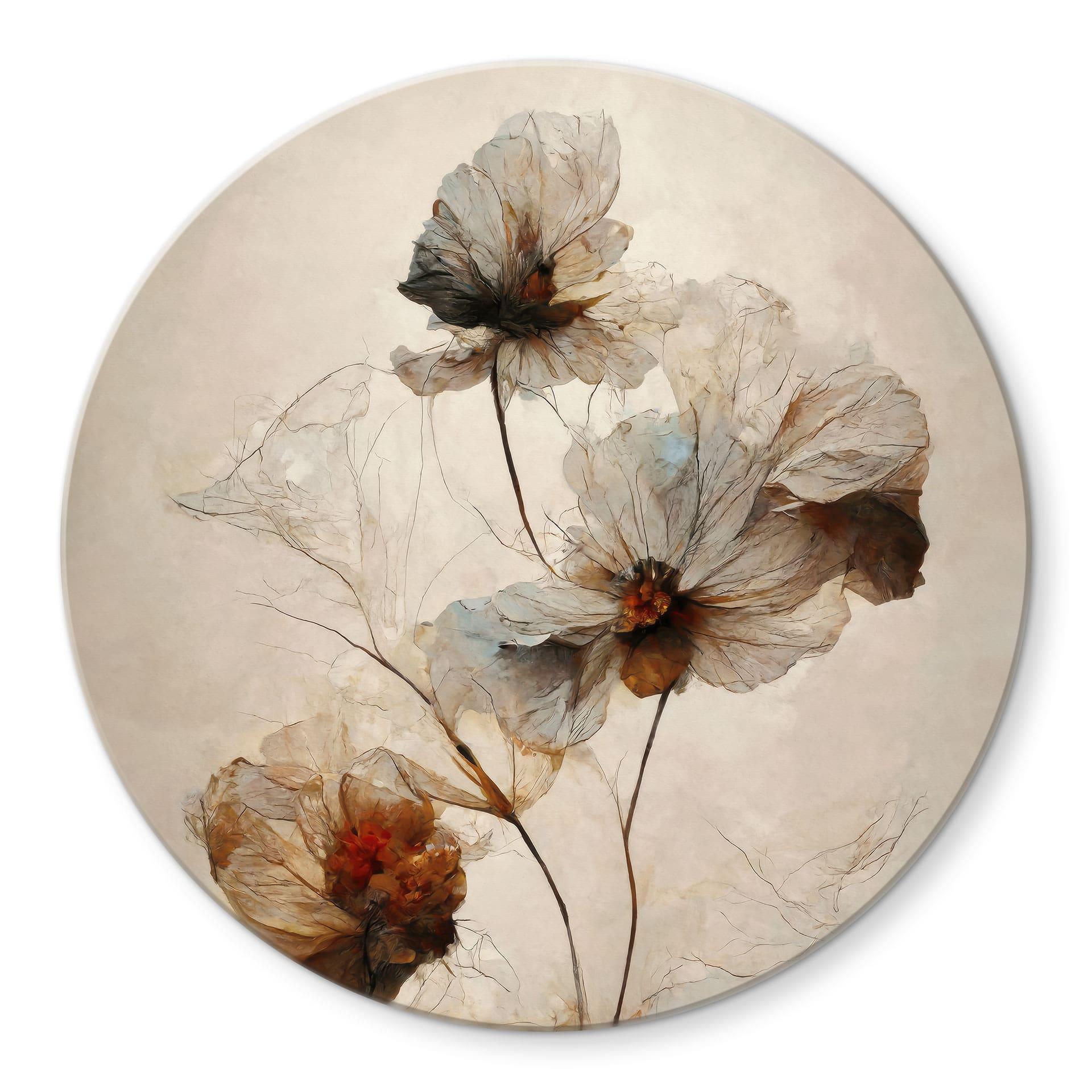 Glasbillede - Tørrede blomster - Forgængelighedens elegance - Træbarn - Rund