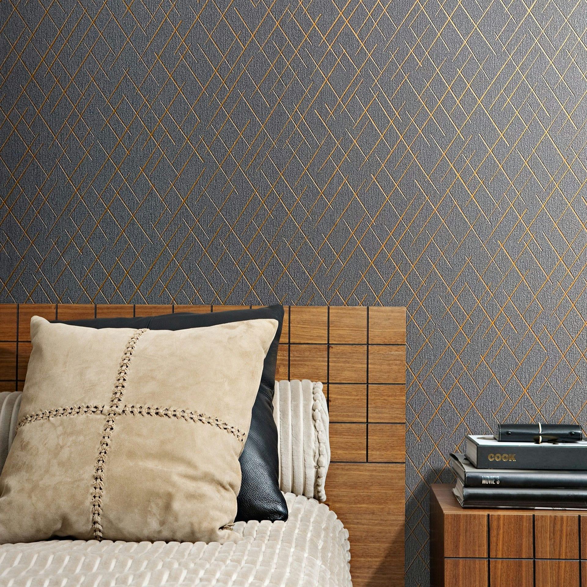 Grafisk tapet, non-woven tapet Novamur Kylie antracit