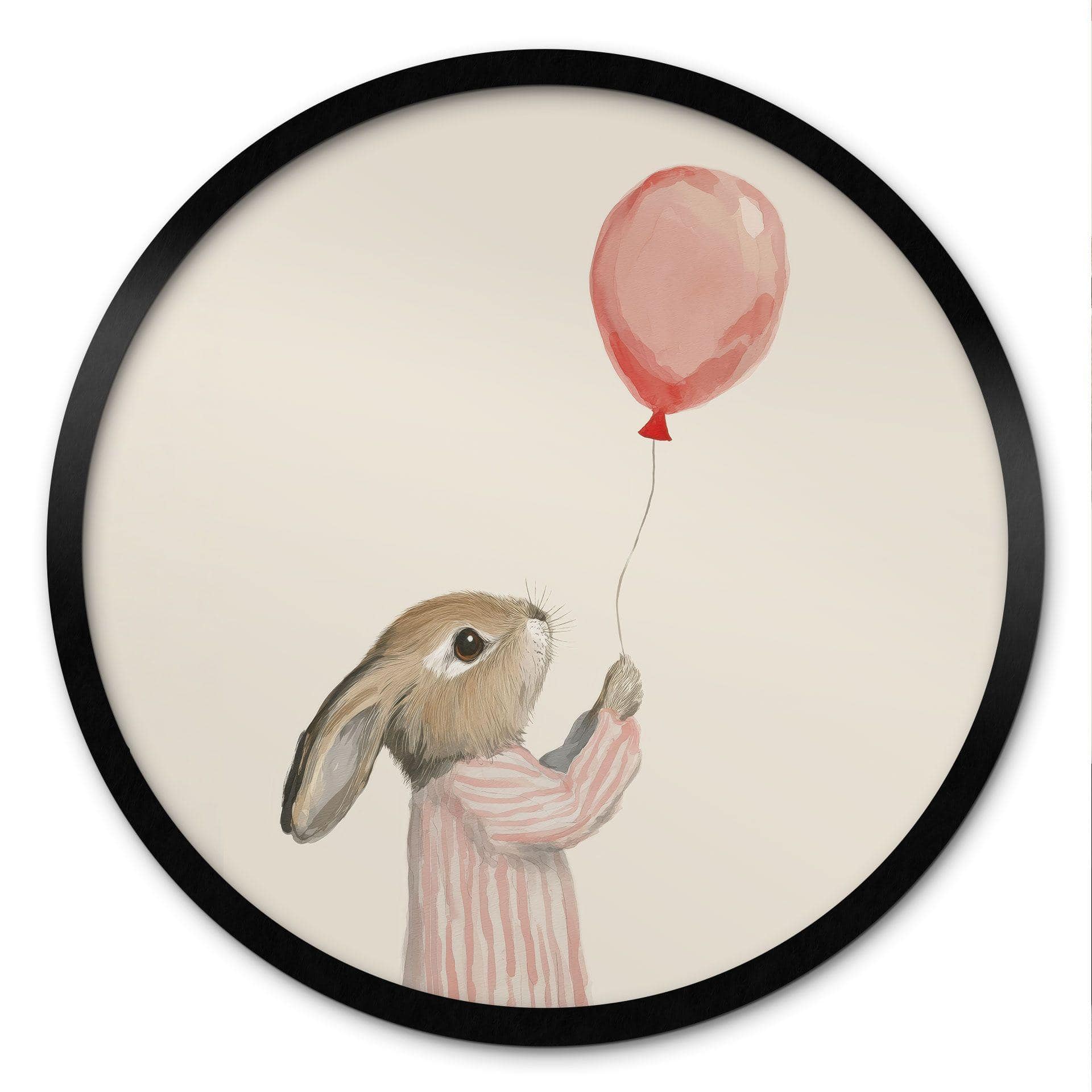 Plakat Sød kanin med ballon - Treechild - Rund