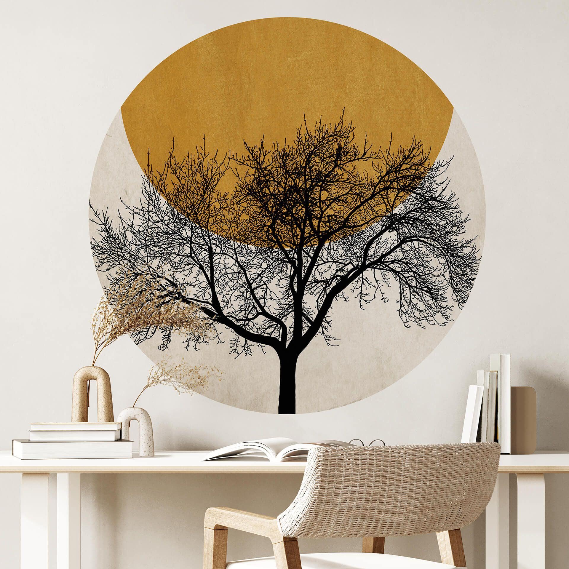 Sticker mural Kubistika - Matin d'hiver - Rond