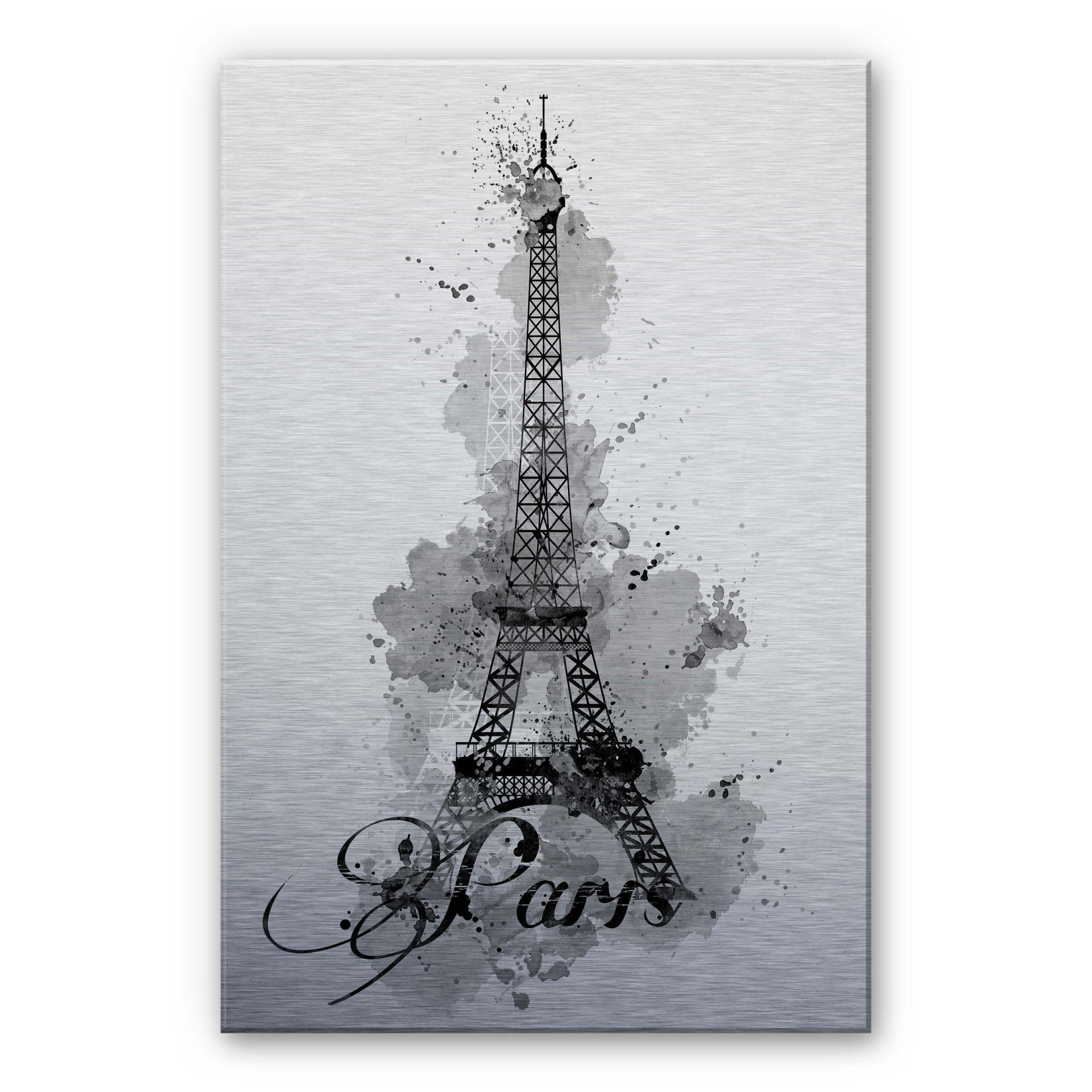 Aluminium Dibond De Eiffeltoren Aquarel zwart/wit