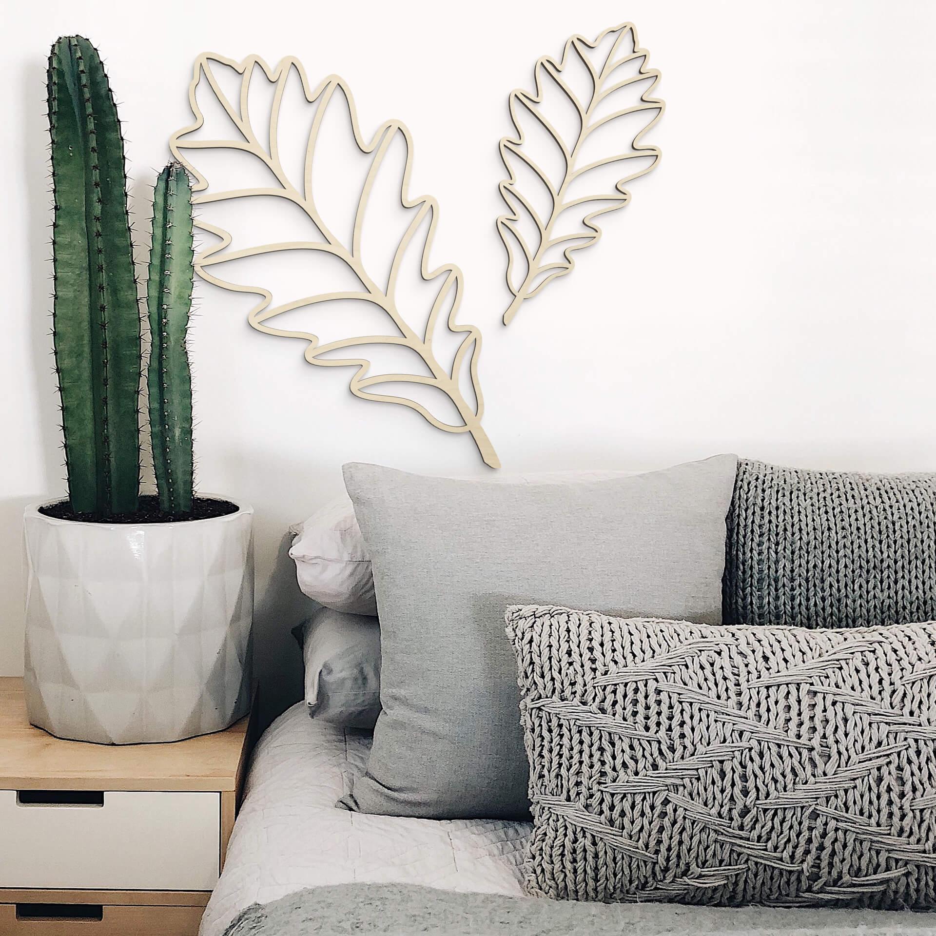 Decoración en madera álamo - hoja - roble curvada