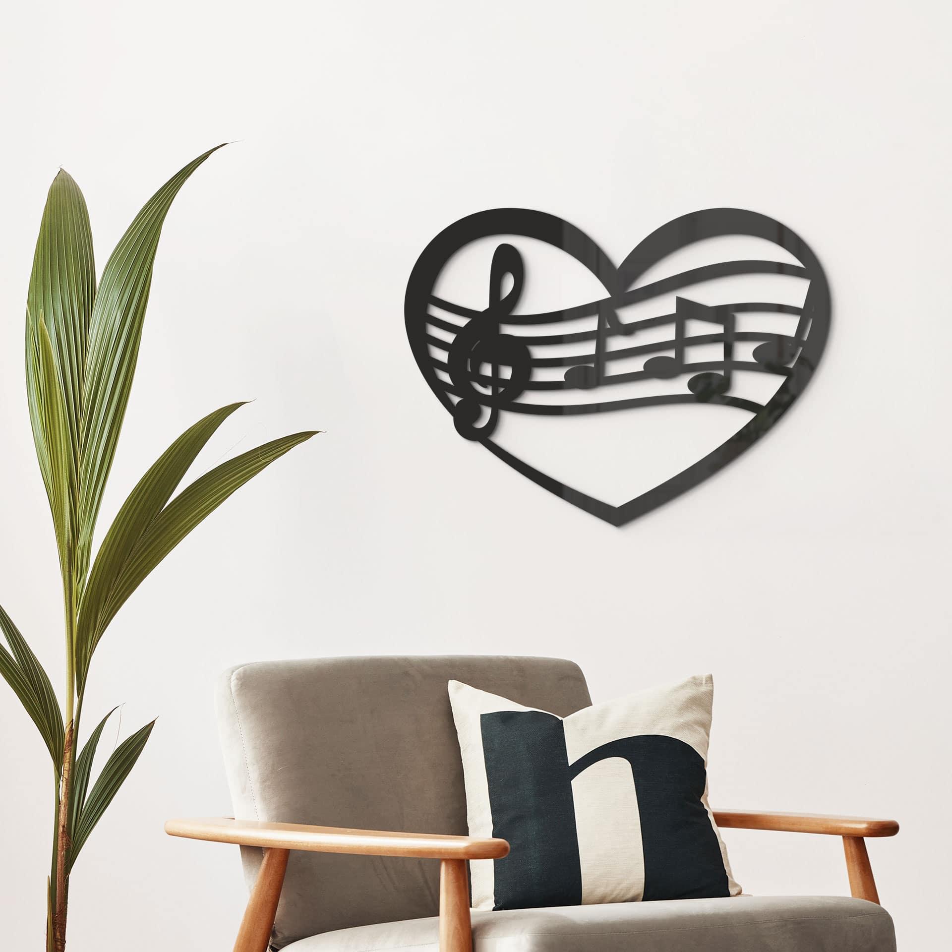 Decoración acrílica corazón musical