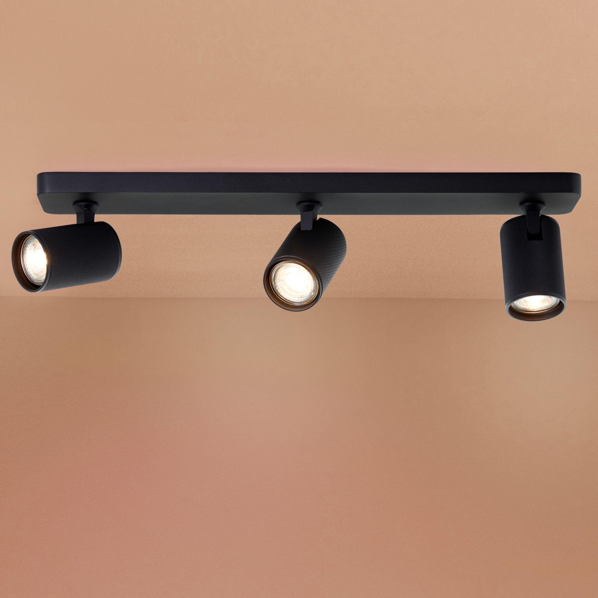 Spotbalken Leonardo, schwarz, 12,1 x 53 cm, Metall Dreifacher Deckenstrahler
