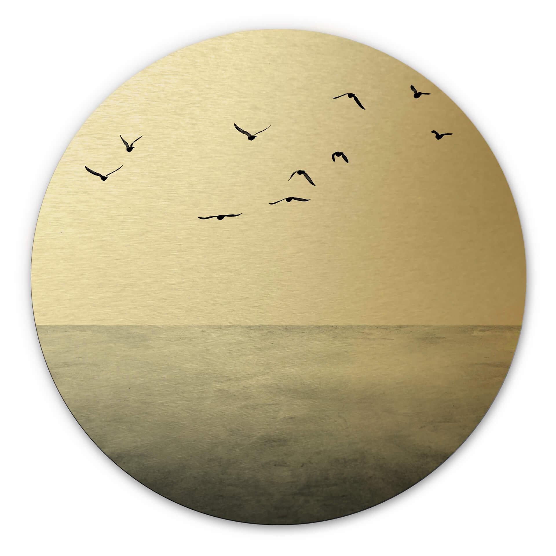 Dibond Schilderij met goud effect Kubistia - Silent Lake