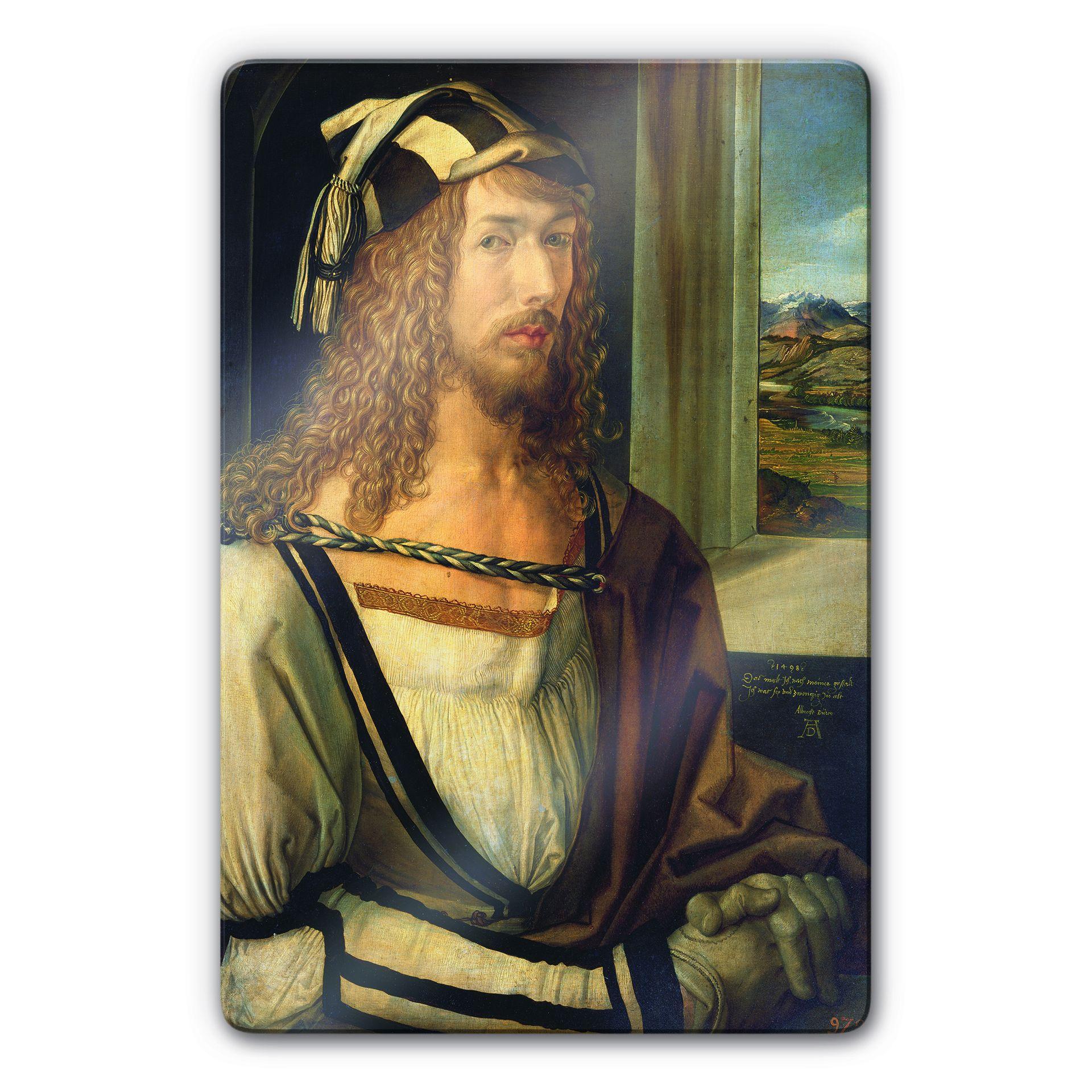 Tableau en verre - Dürer - Autoportrait avec paysage