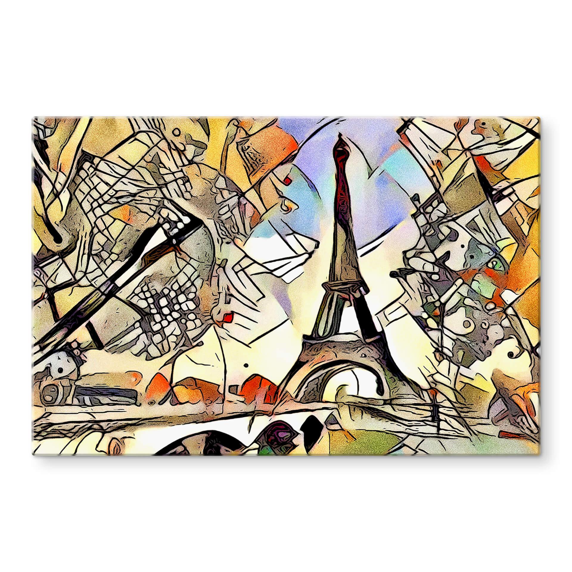 Tableau sur verre  Zamart - La rencontre de Kandinsky et de la Tour Eiffel à Paris