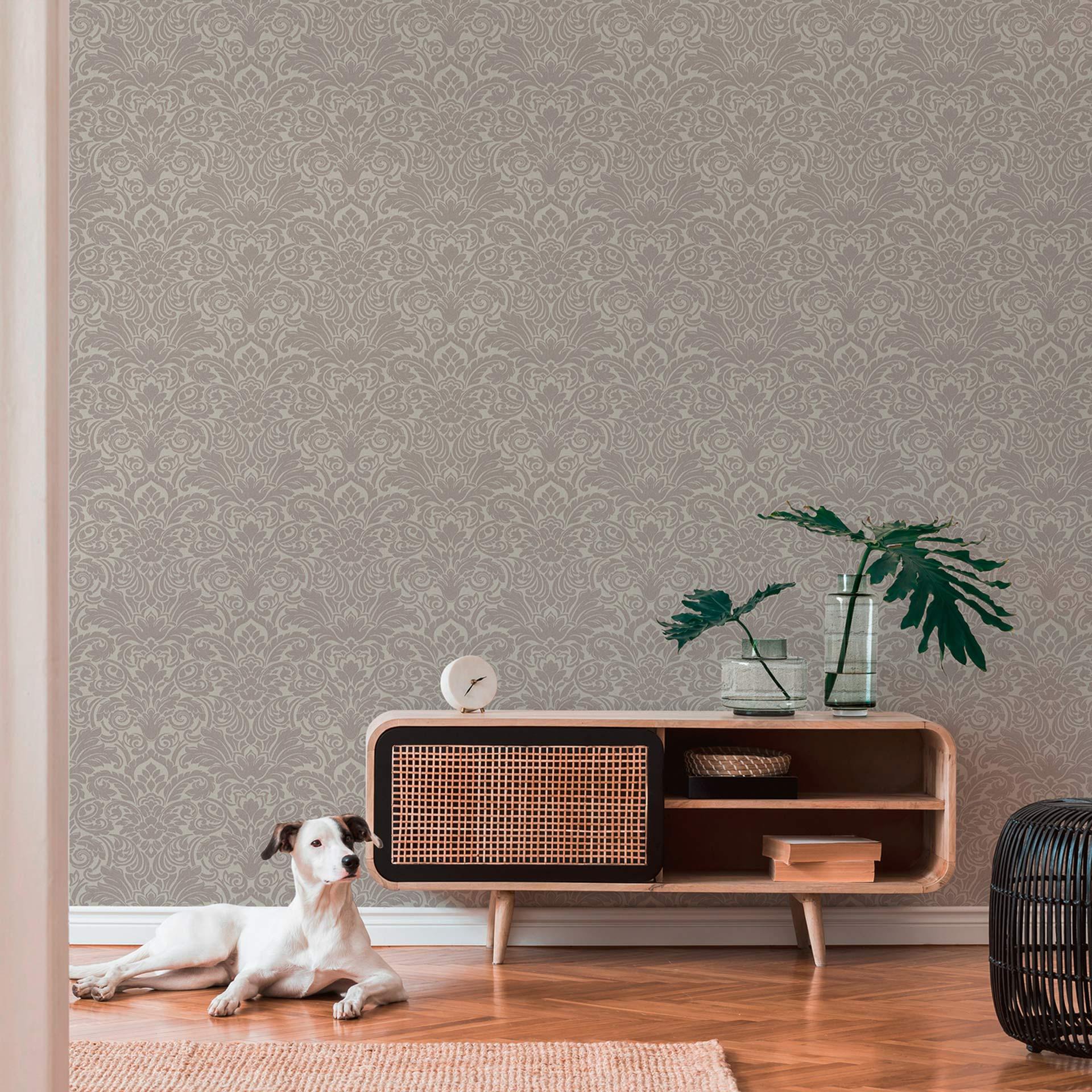 Glasperle tapet i barokstil A.S. Creation non-woven tapet i bronze og brun