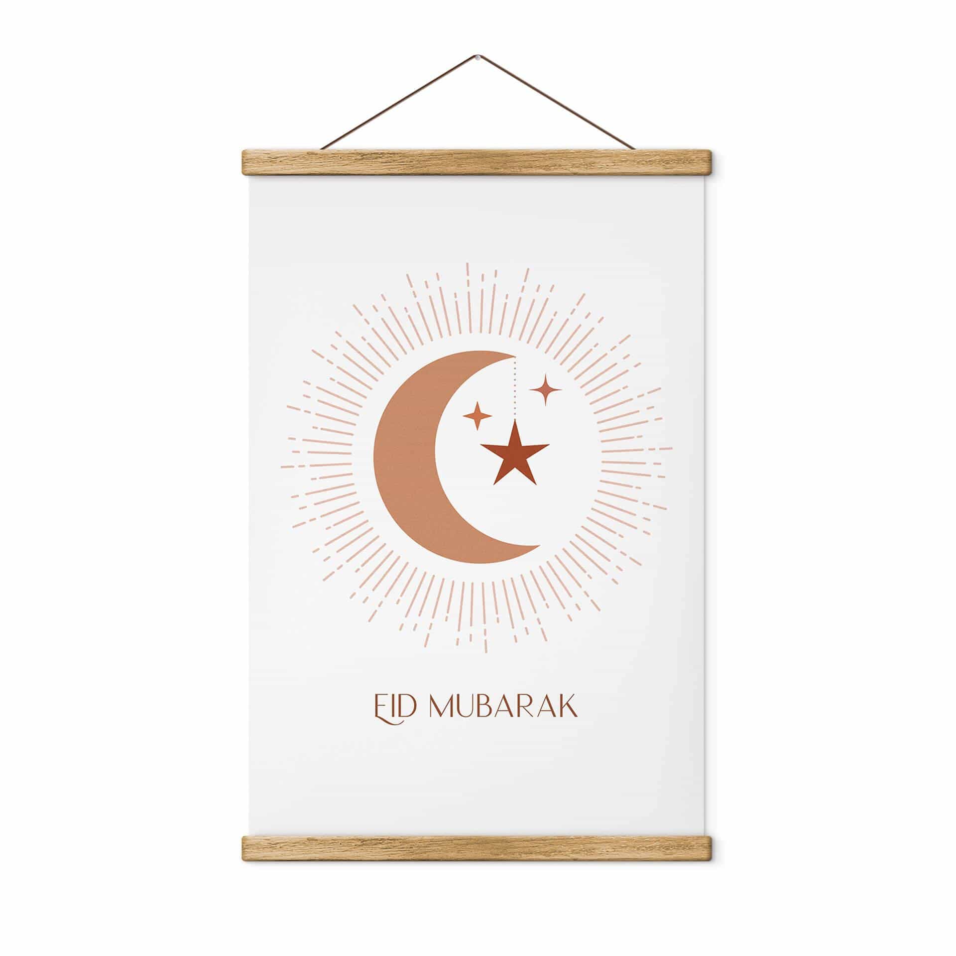 Tekstil plakat Eid Mubarak halvmåne