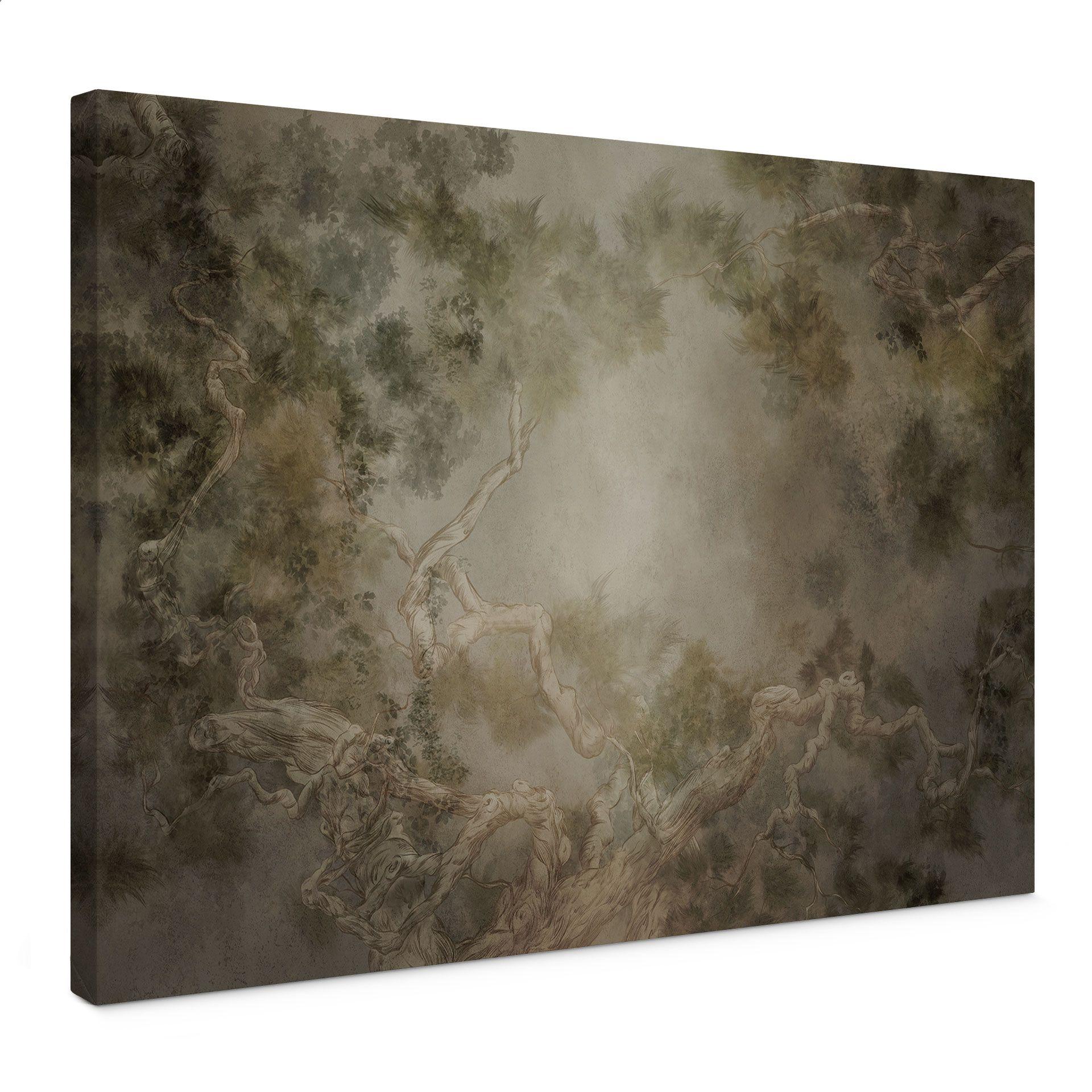 Canvas schilderij bos met uitzicht in de boomtoppen - Ms Tiff