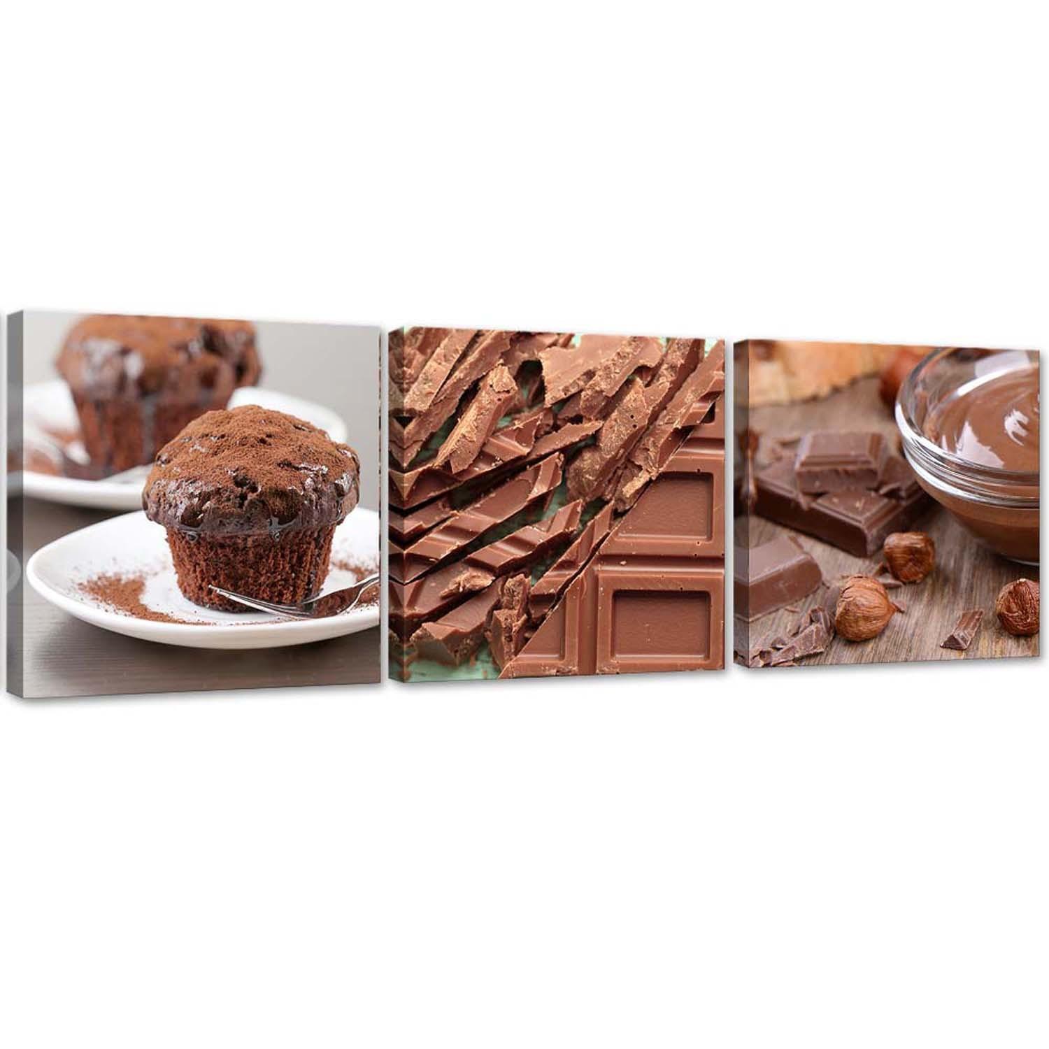 3 stykke lærredstryk, chokoladekage