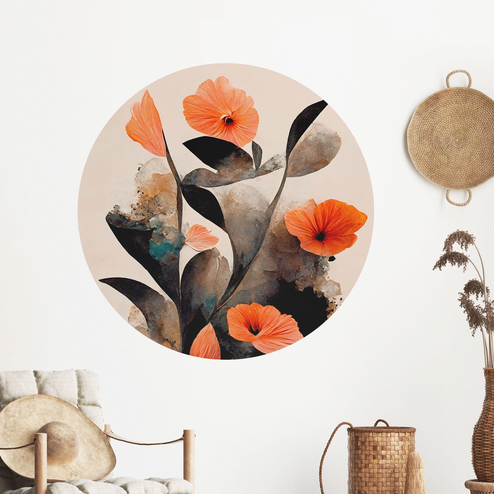 Vinilo decorativo Amapolas rojas coral - Treechild - Redondo