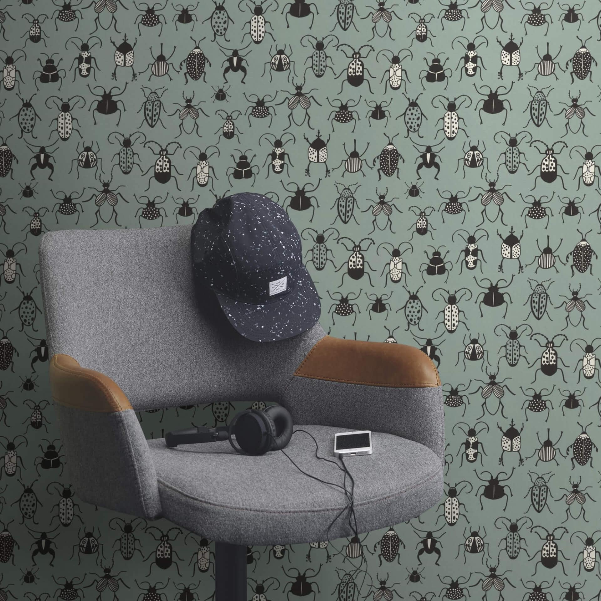 Rasch papier peint intissé, papier peint à motifs Stories Onszelf gris vert