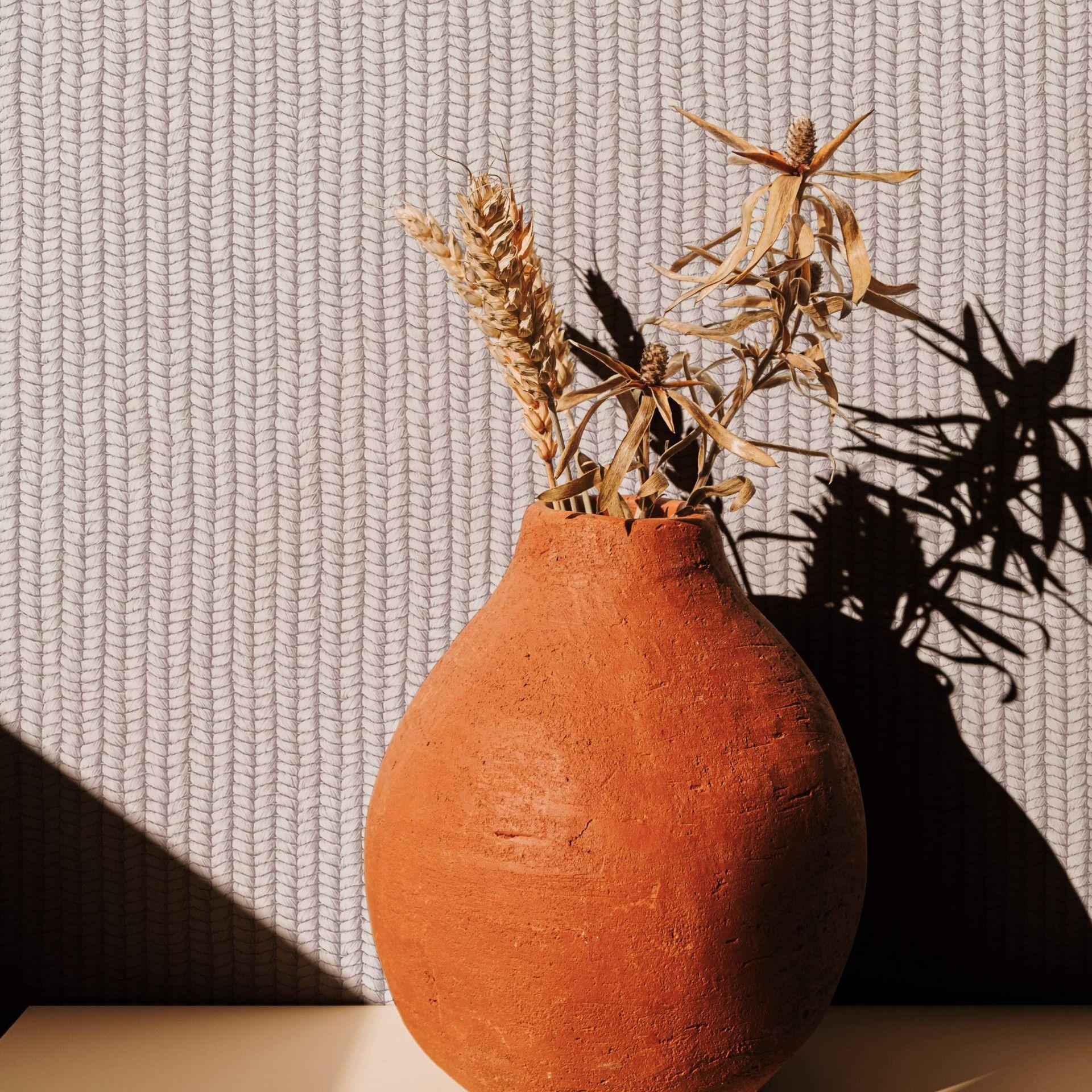 Grafisk tapet, non-woven tapet Flora grå, beige