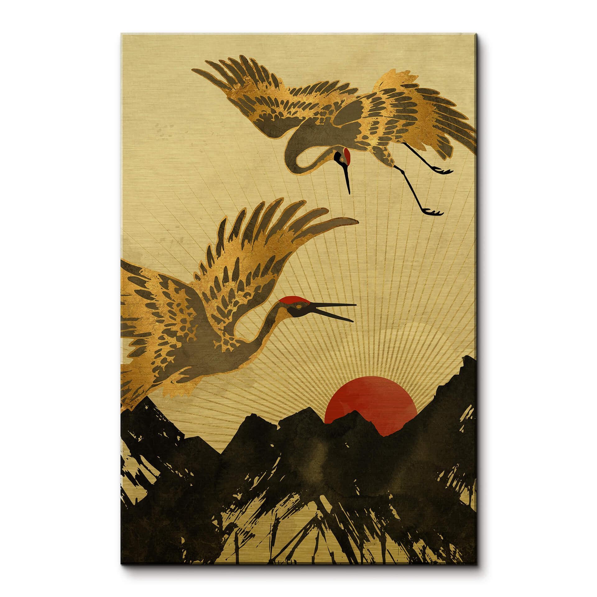 Peinture Dibond effet or SpaceFrog Designs - Grues dorées