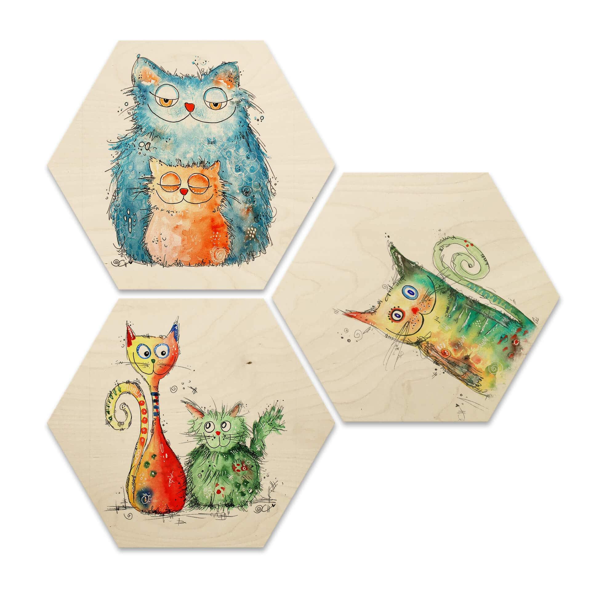 Hexagon hout - Hagenmeyer - Katten
