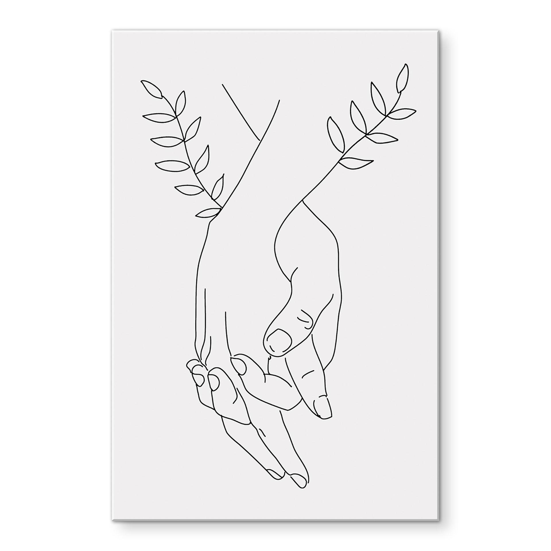 Akrylbillede Line Art - Elskende, der holder hinanden i hånden - Lizde