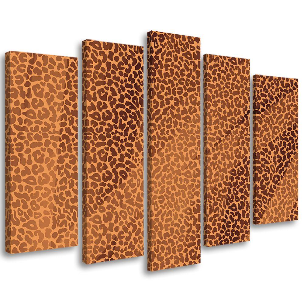 5 stykke lærredsprint, Leopard Leopard Pels Patches Mønster