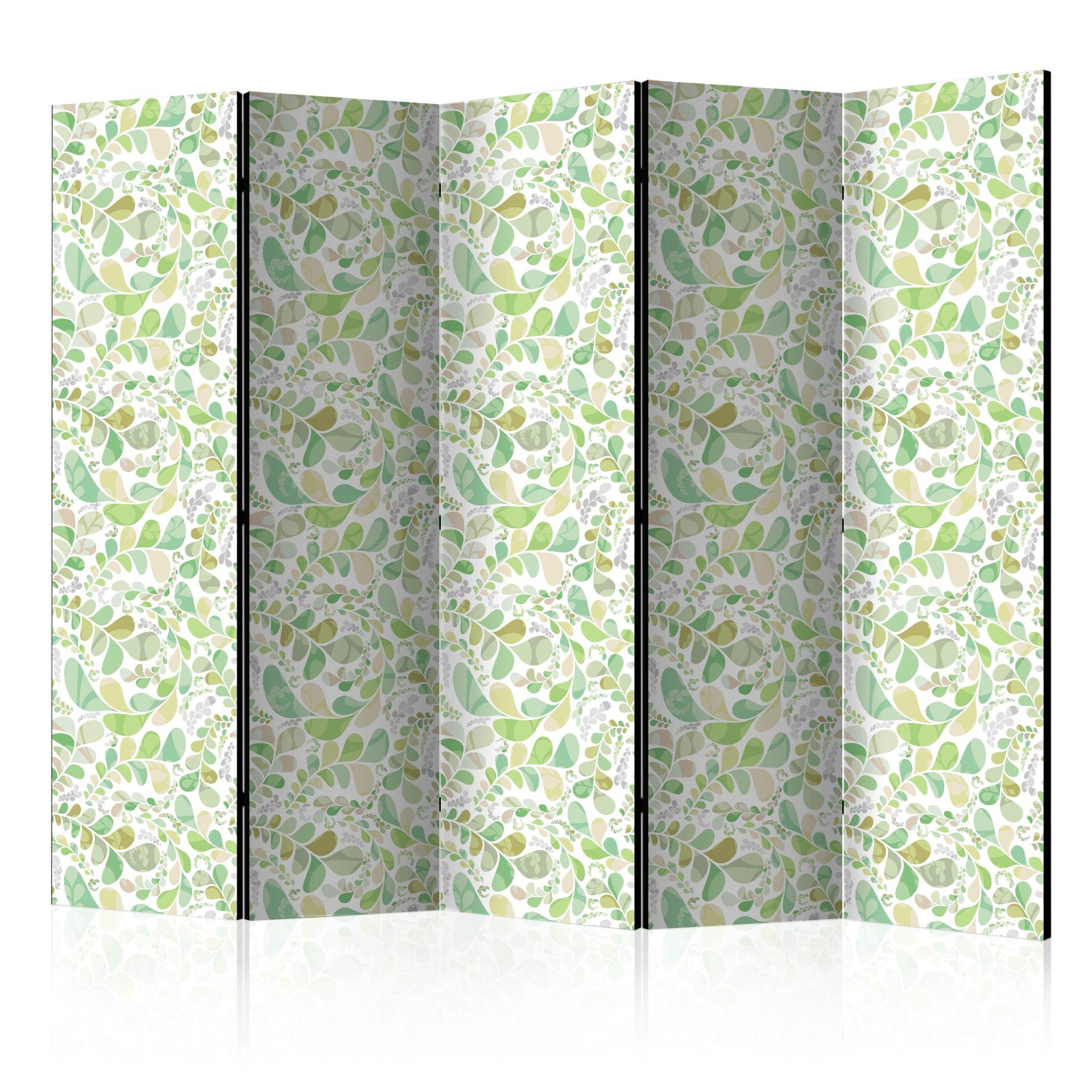 Paravent, Raumteiler freistehend, Trennwand - Plants Stained Glass II, 5-teilig - einseitig bedruckt - 225x172 cm