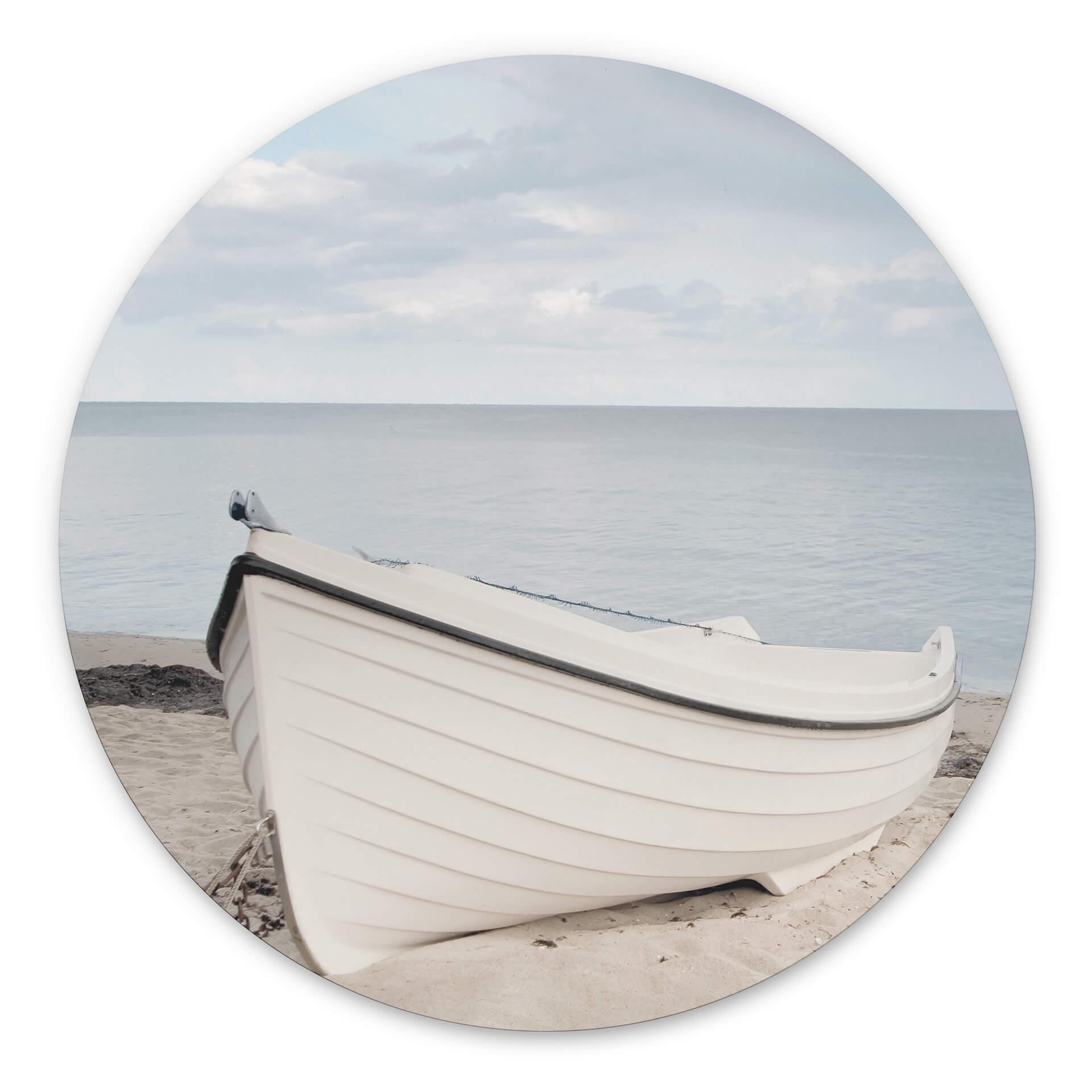 Tableau sur alu-Dibond rond Le bonheur sur la plage de la mer Baltique