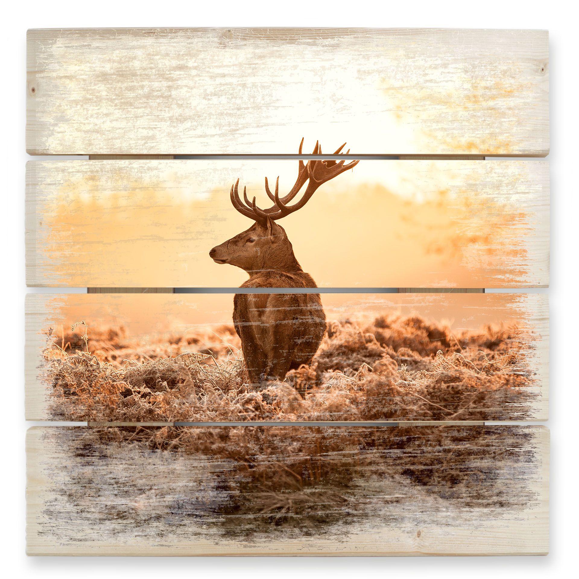 Cuadro de madera ciervo majestuoso - 40x41,5 cm