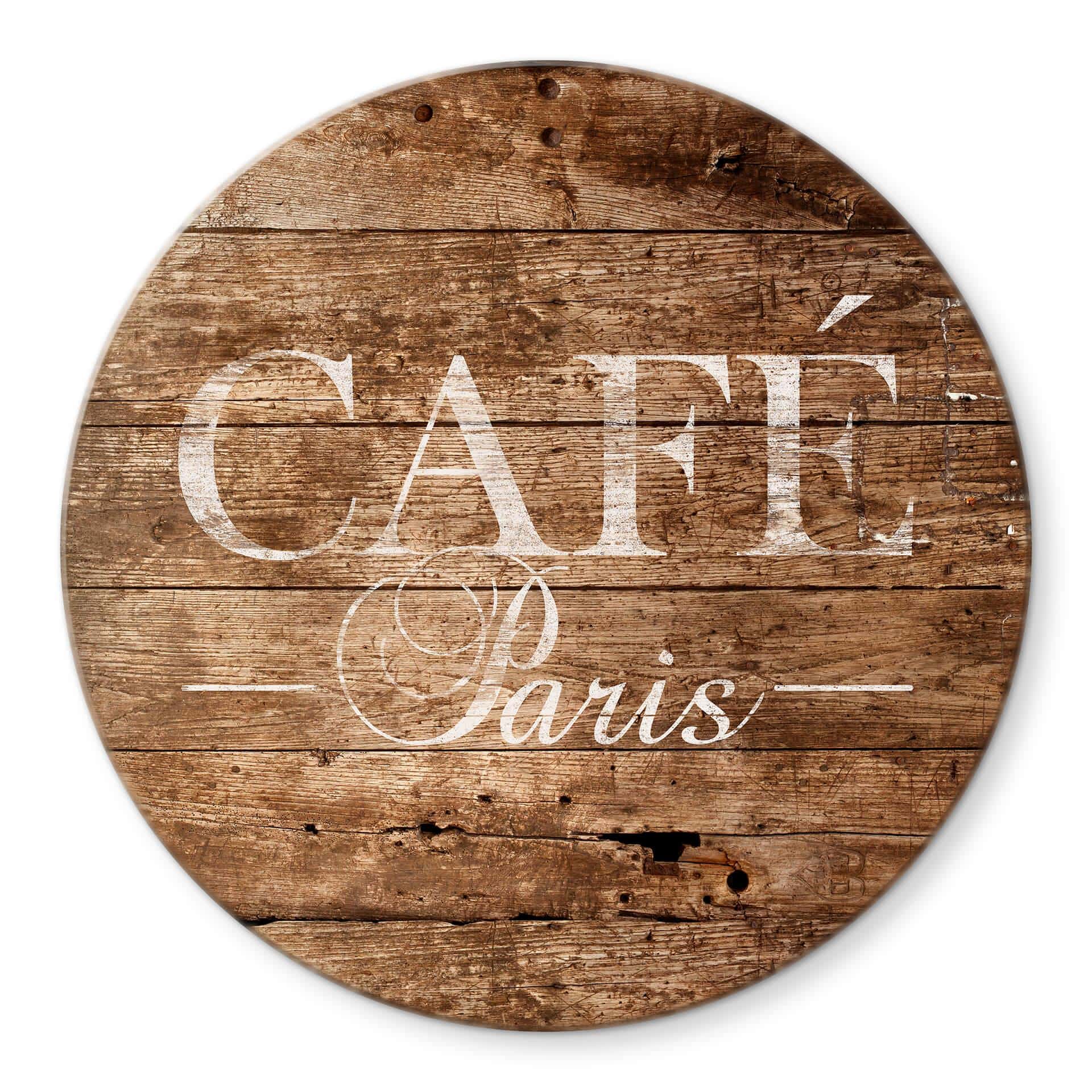 Tableau sur verre rond Café Paris
