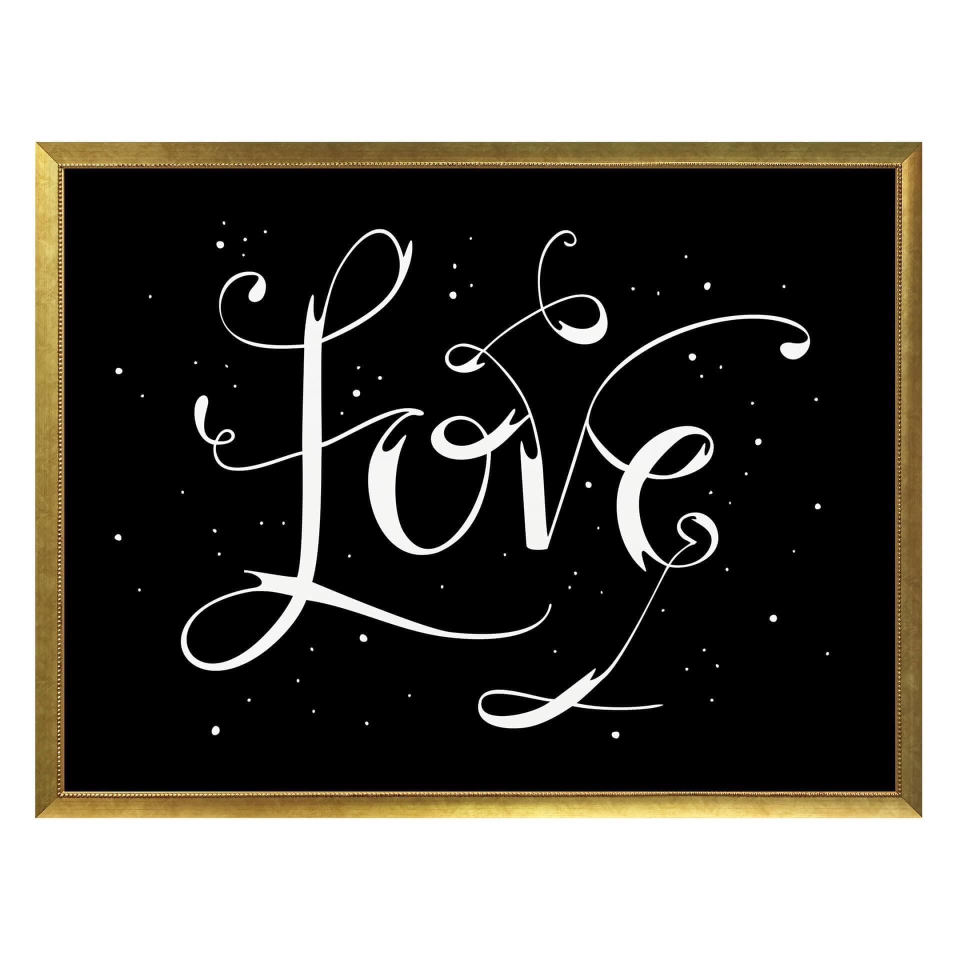 Póster Handlettering Love - negativo negro