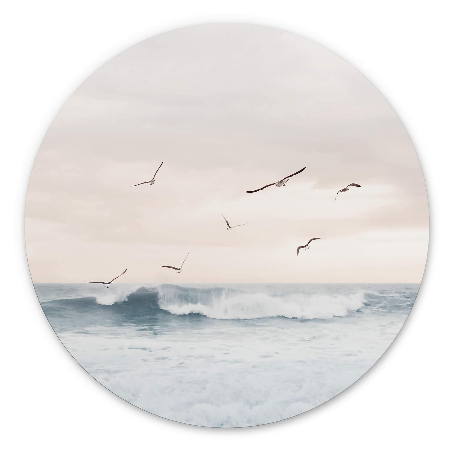 Tableau sur alu-Dibond rond Sisi & Seb - Ciel magique du soir à la mer