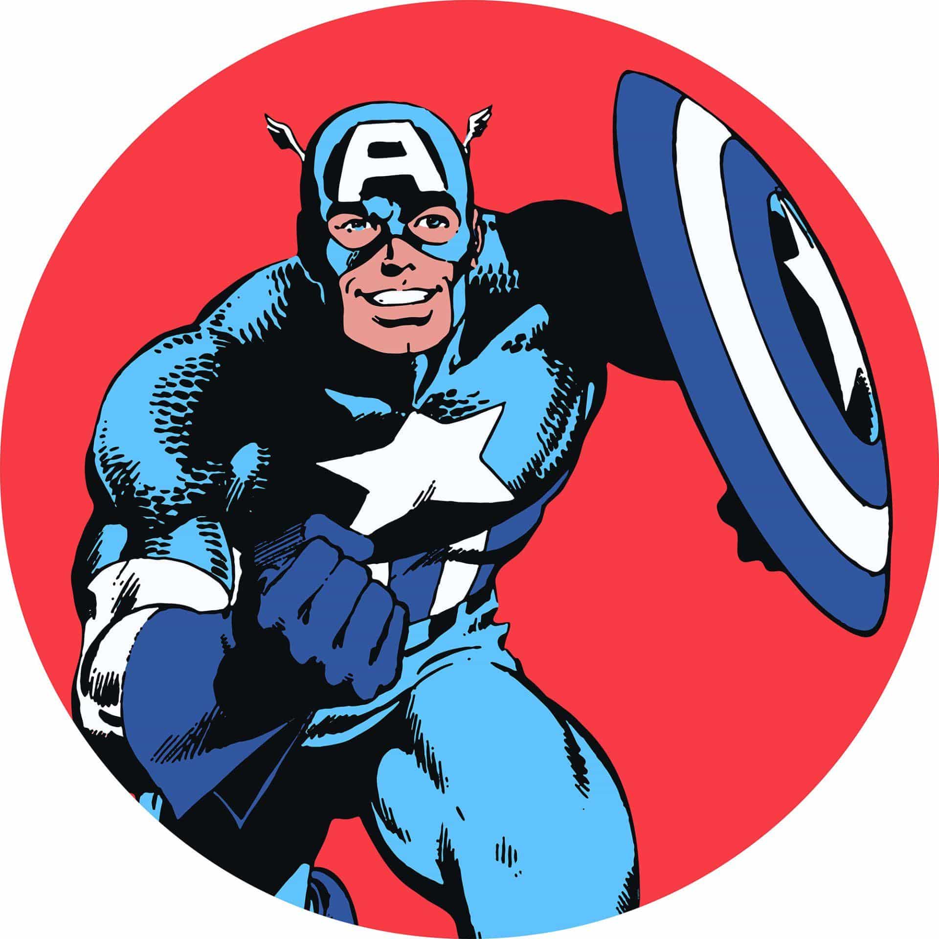 Selvklæbende non-woven tapet - Marvel PowerUp Captain America - 125 x 125 cm