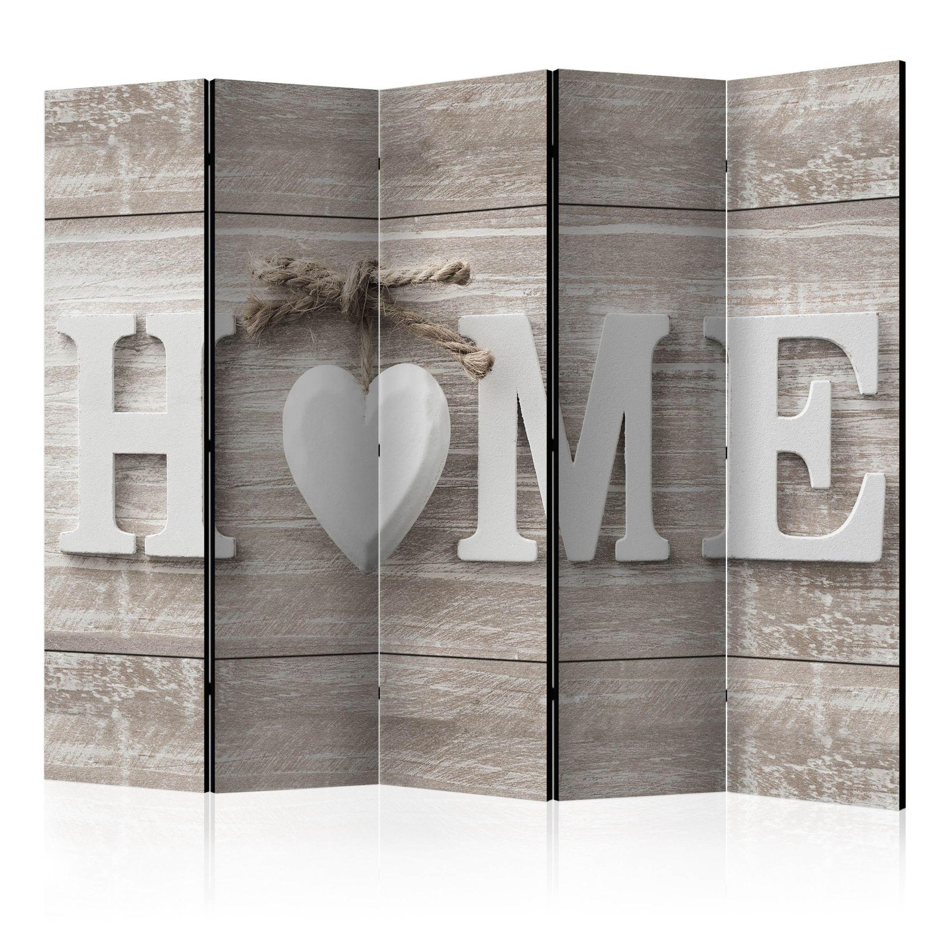 Screen room divider - Love lives at home, 5-delt - 225x172 cm