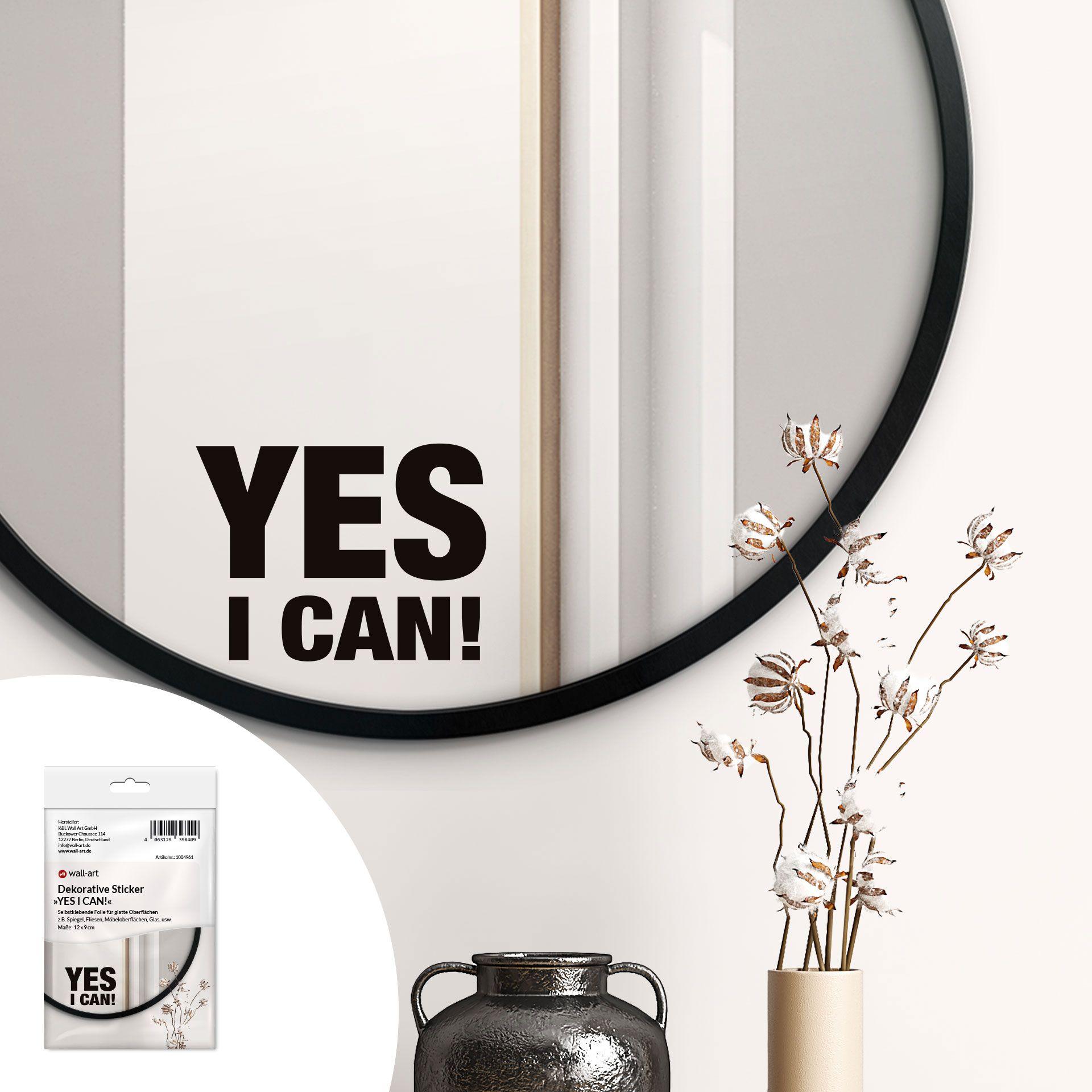 Spiegelsticker, Dekorativer Sticker YES I CAN! 