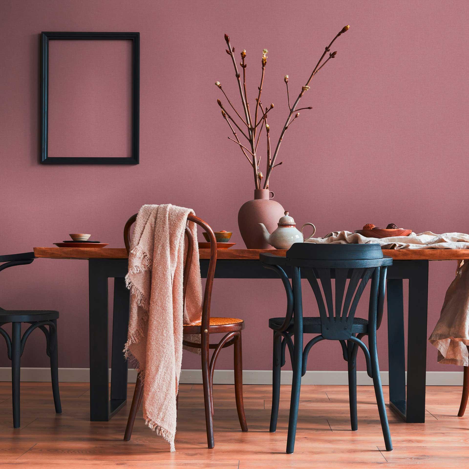 Unit tapet mørkerød - tekstureret tapet almindeligt - fleece tapet designer