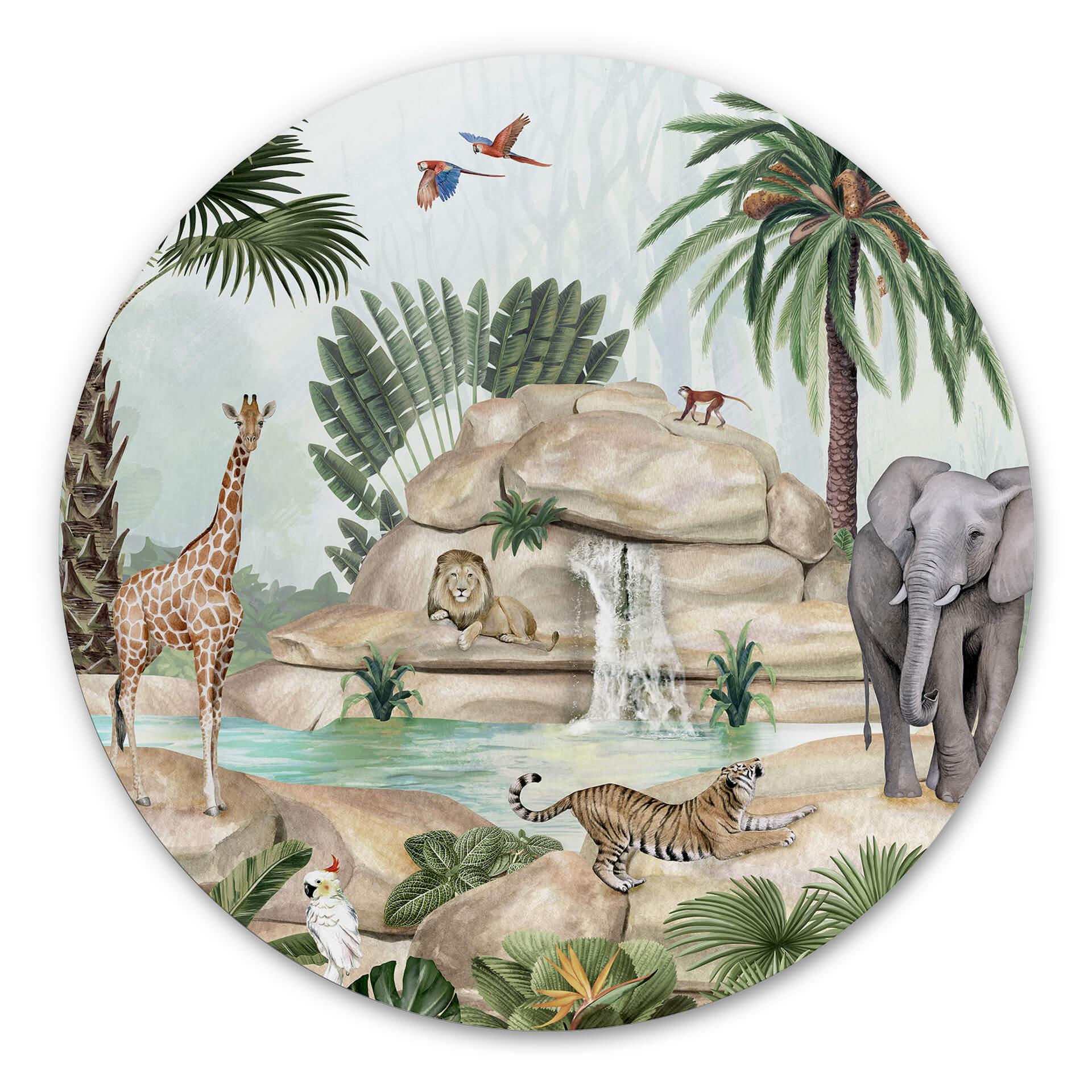 Tableau sur alu-Dibond rond Kikki Belle - Jungle Paradise