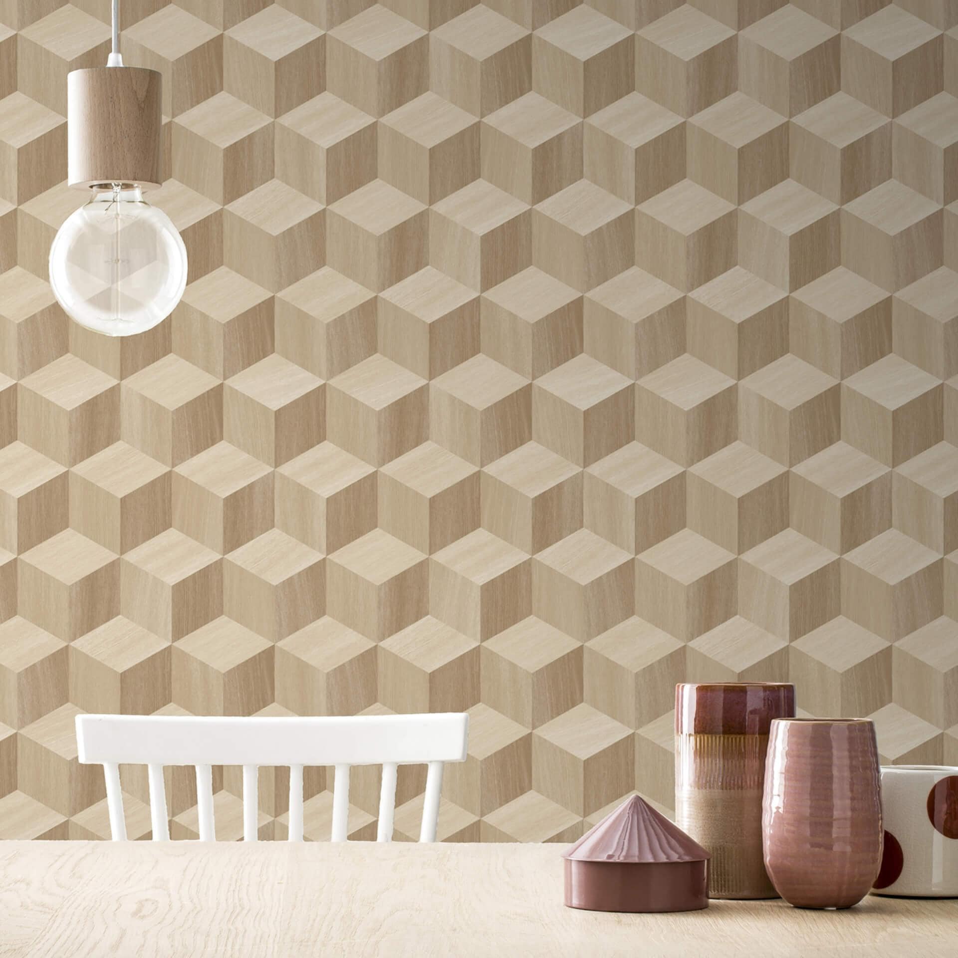 Papier peint intissé Rasch, papier peint à motifs Salsa beige clair