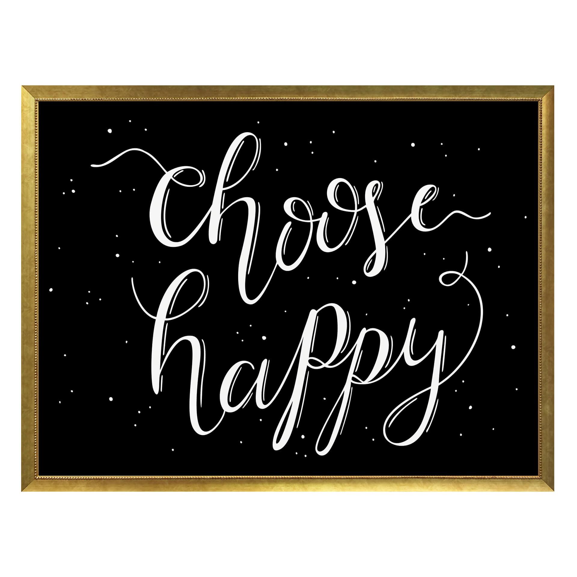 Póster Choose Happy - negativo negro
