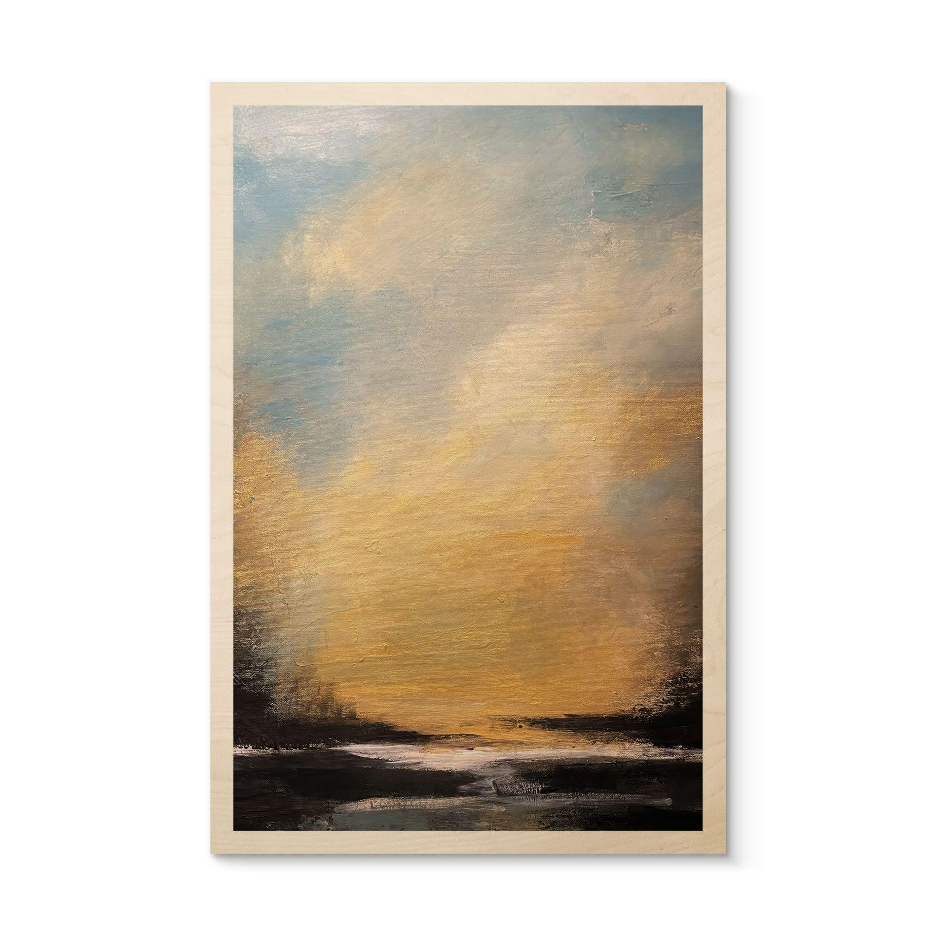 Cuadro de madera Luz dorada en el cielo del atardecer - Bergius