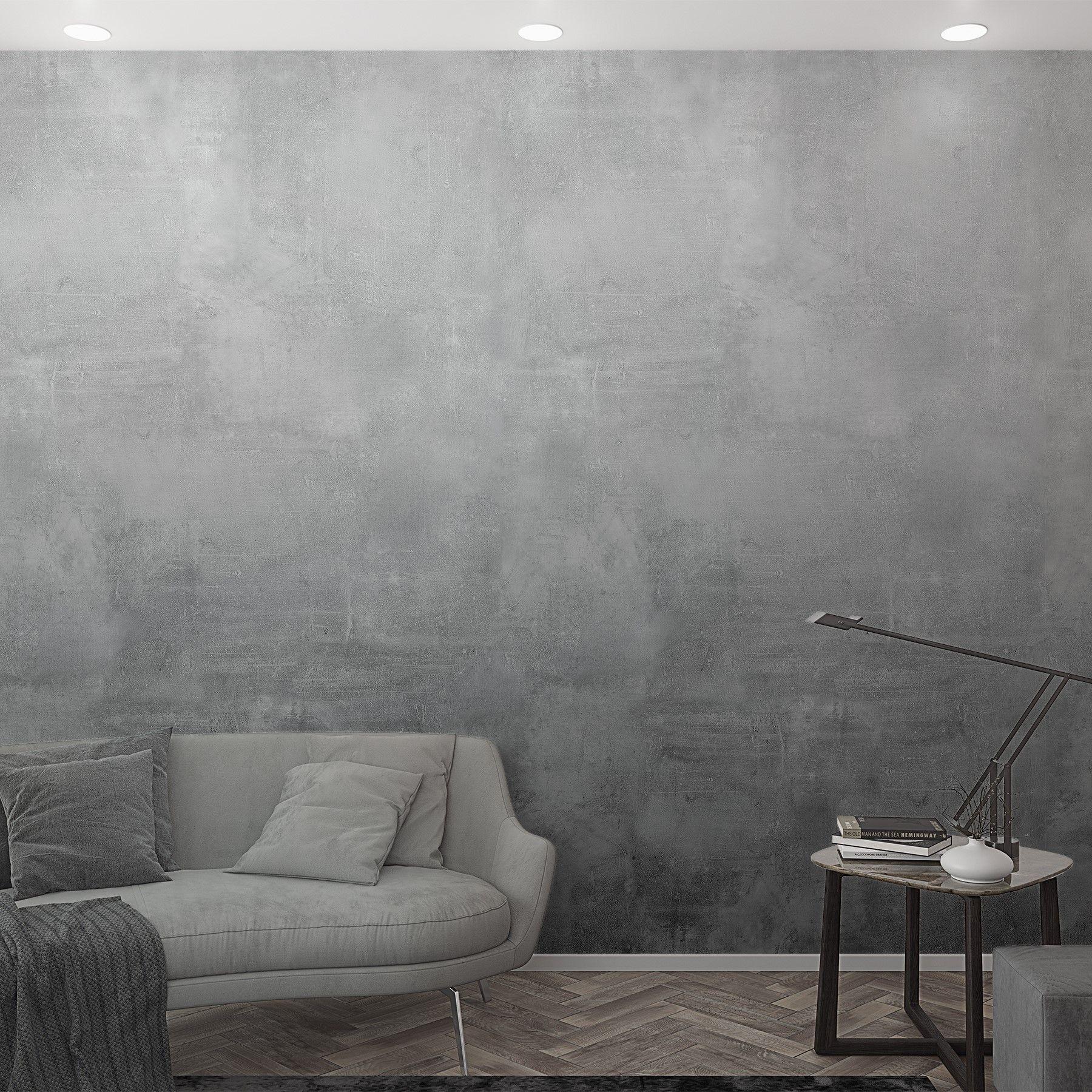 Betoneffekt tapet Fototapet Grå, Steneffekt 2,70 x 1,59 m
