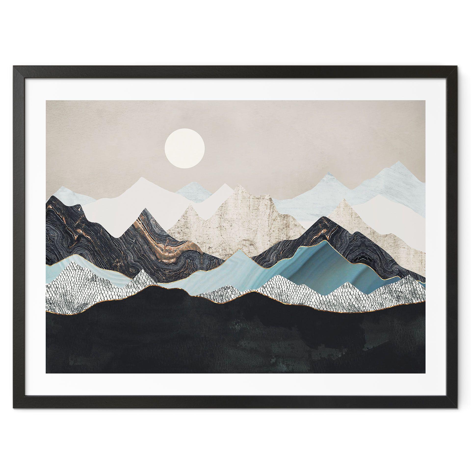 Póster Tranquilo paisaje de montaña al atardecer - SpaceFrog Designs