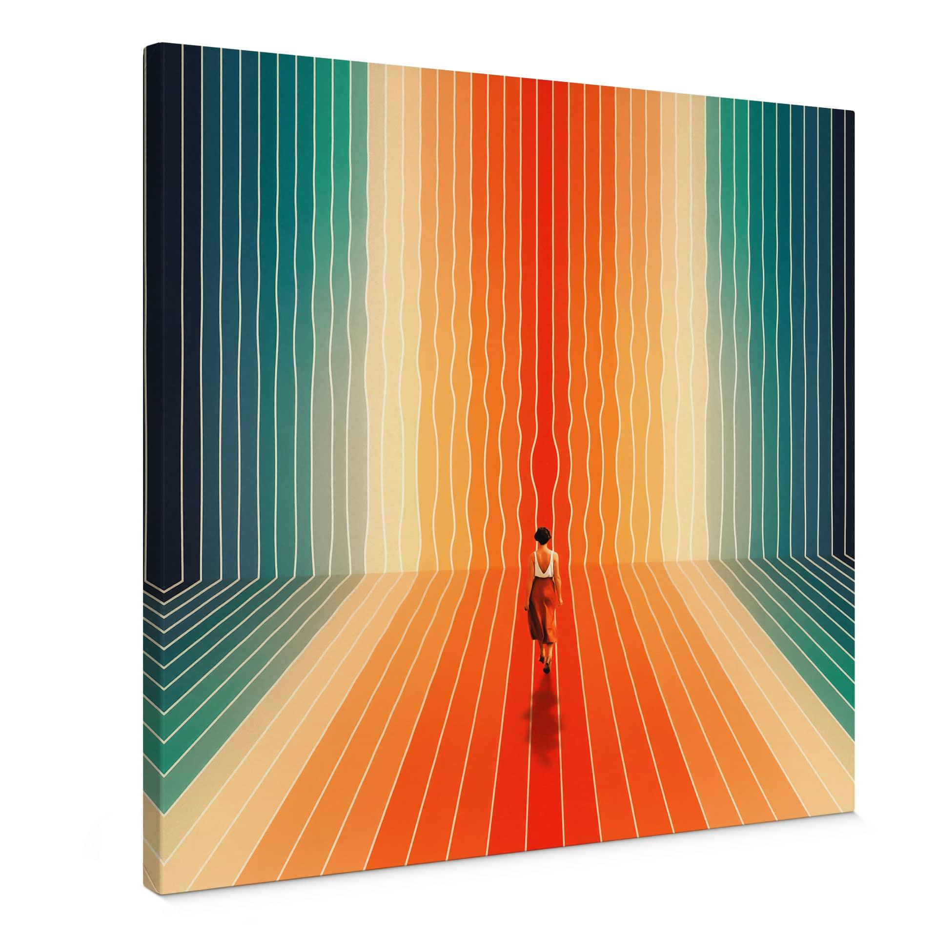 Lienzo Mujer delante de un arco iris - Taudalpoi - Cuadrado