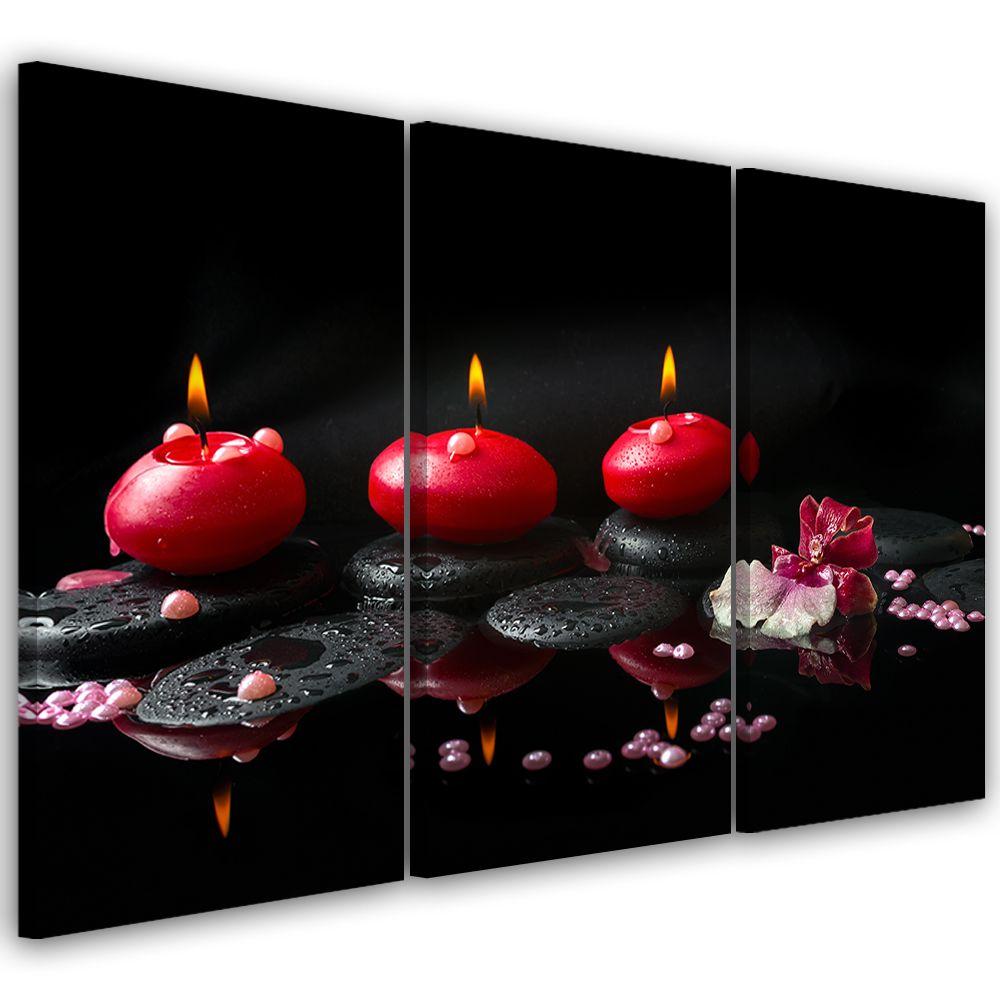 3 stykke lærredsprint, Stones Zen Spa stearinlys