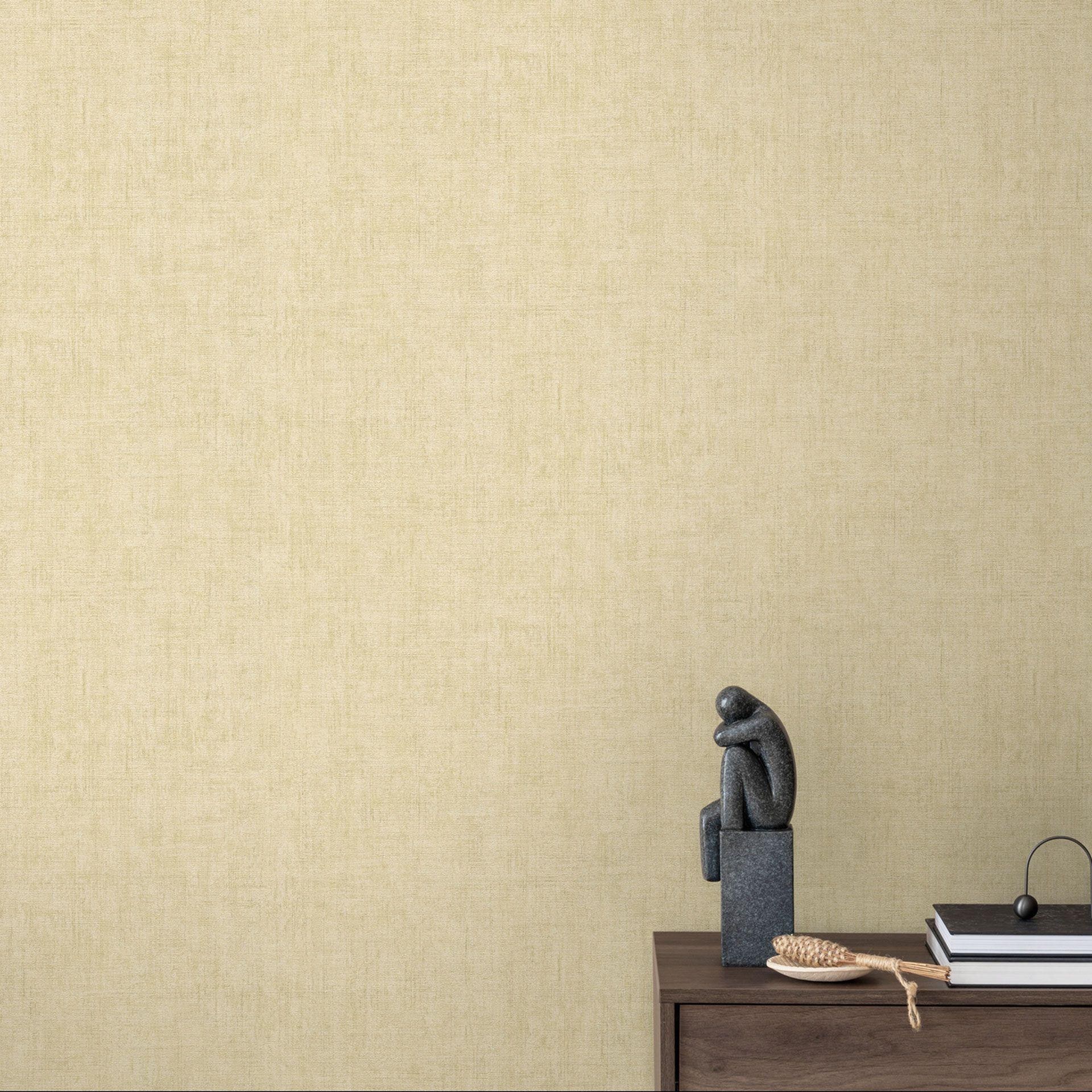 Papel pintado texturado aspecto textil lino beige - papel pintado no tejido discreto moderno