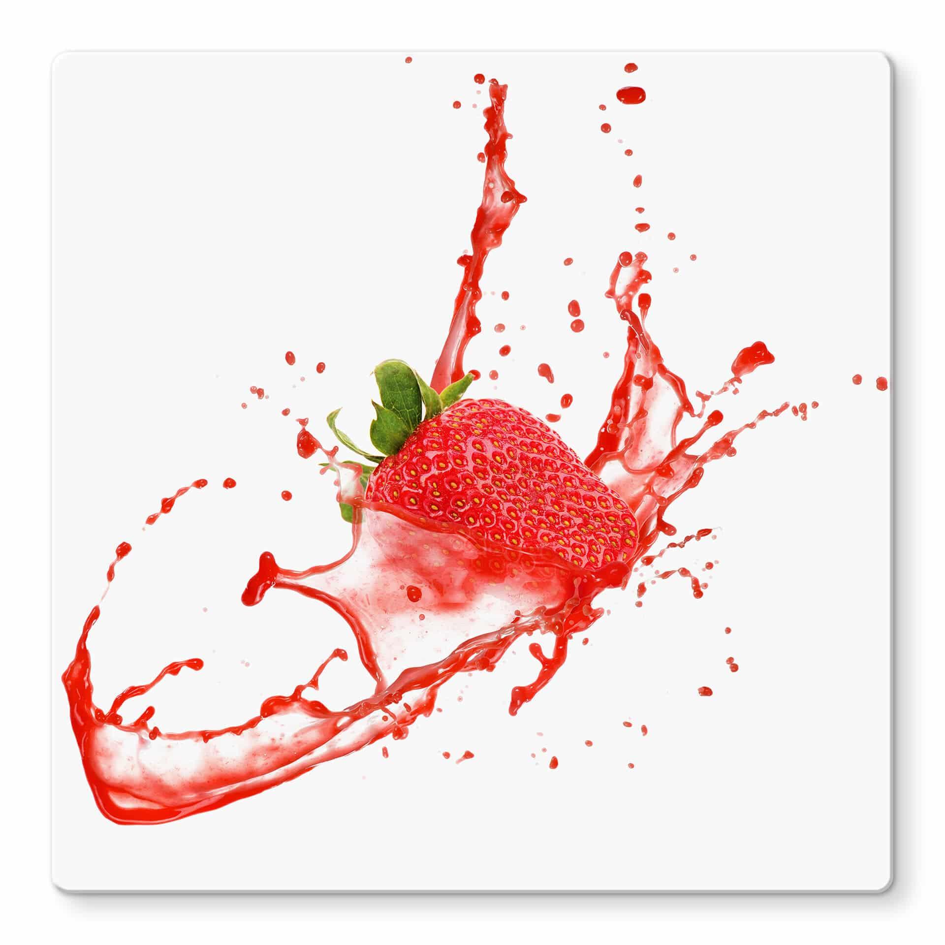 Tableau en verre - Splashing Strawberry