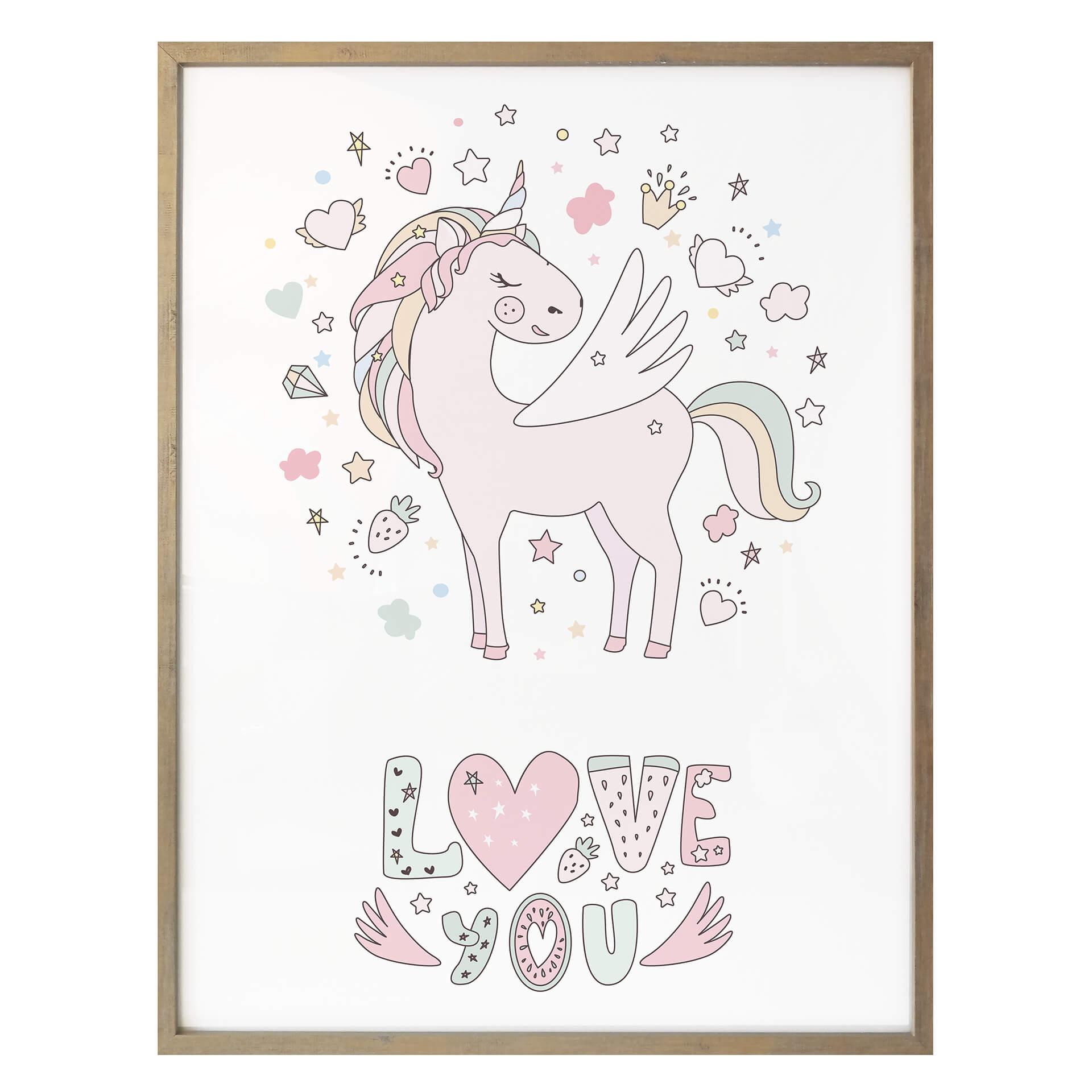 Póster Kvilis - Love you - Unicornio enamorado de la felicidad