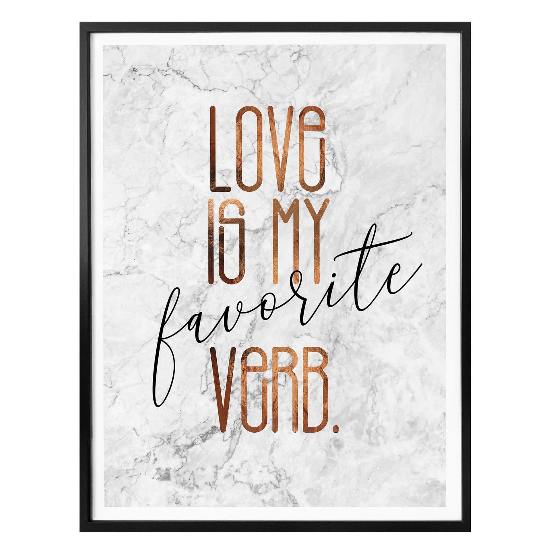 Póster con aspecto de cobre - El amor es mi verbo favorito
