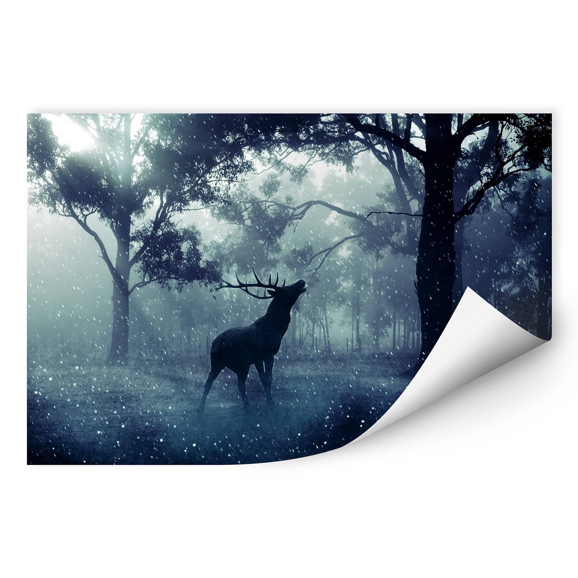 Zelfklevende Poster Hert in het bos