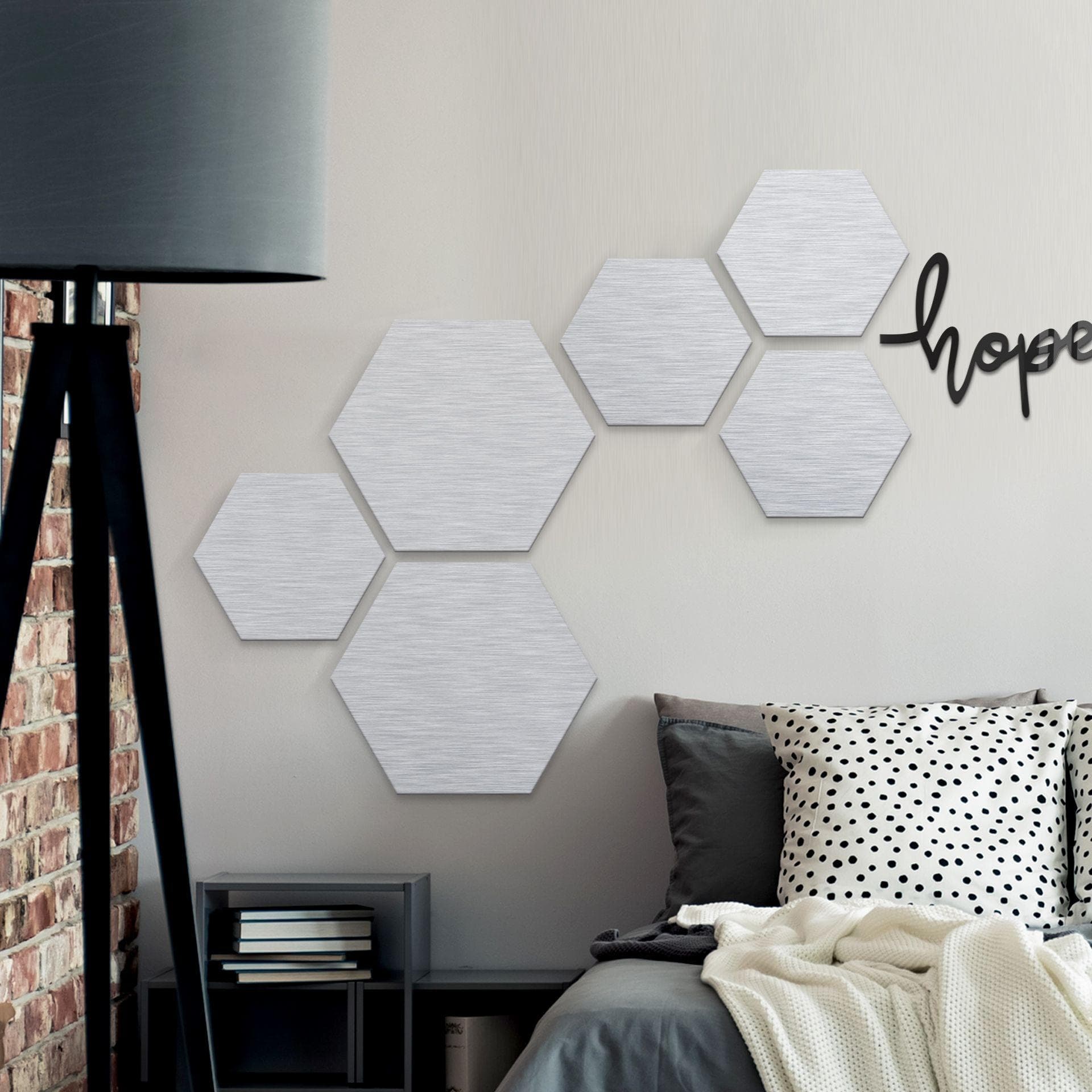 Hexagone - Alu-Dibond-Effet argenté (Set de 3)