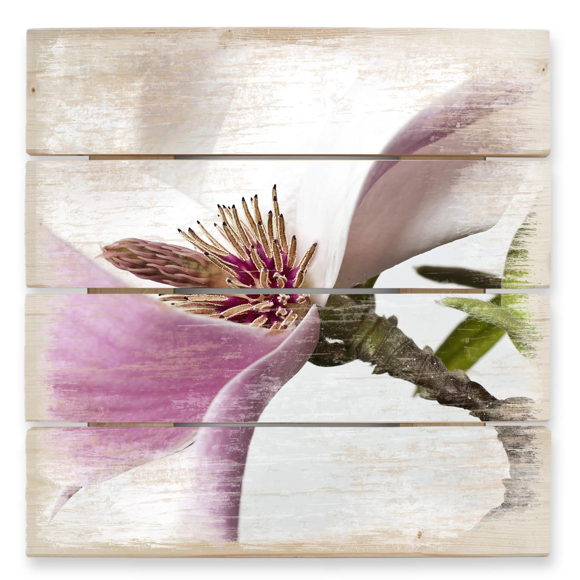 magnolie - print på træ