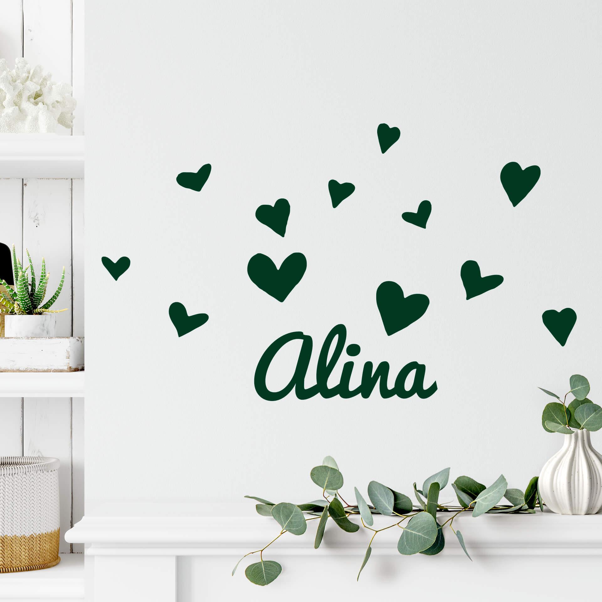 Wallsticker -  + Navn Hjerte