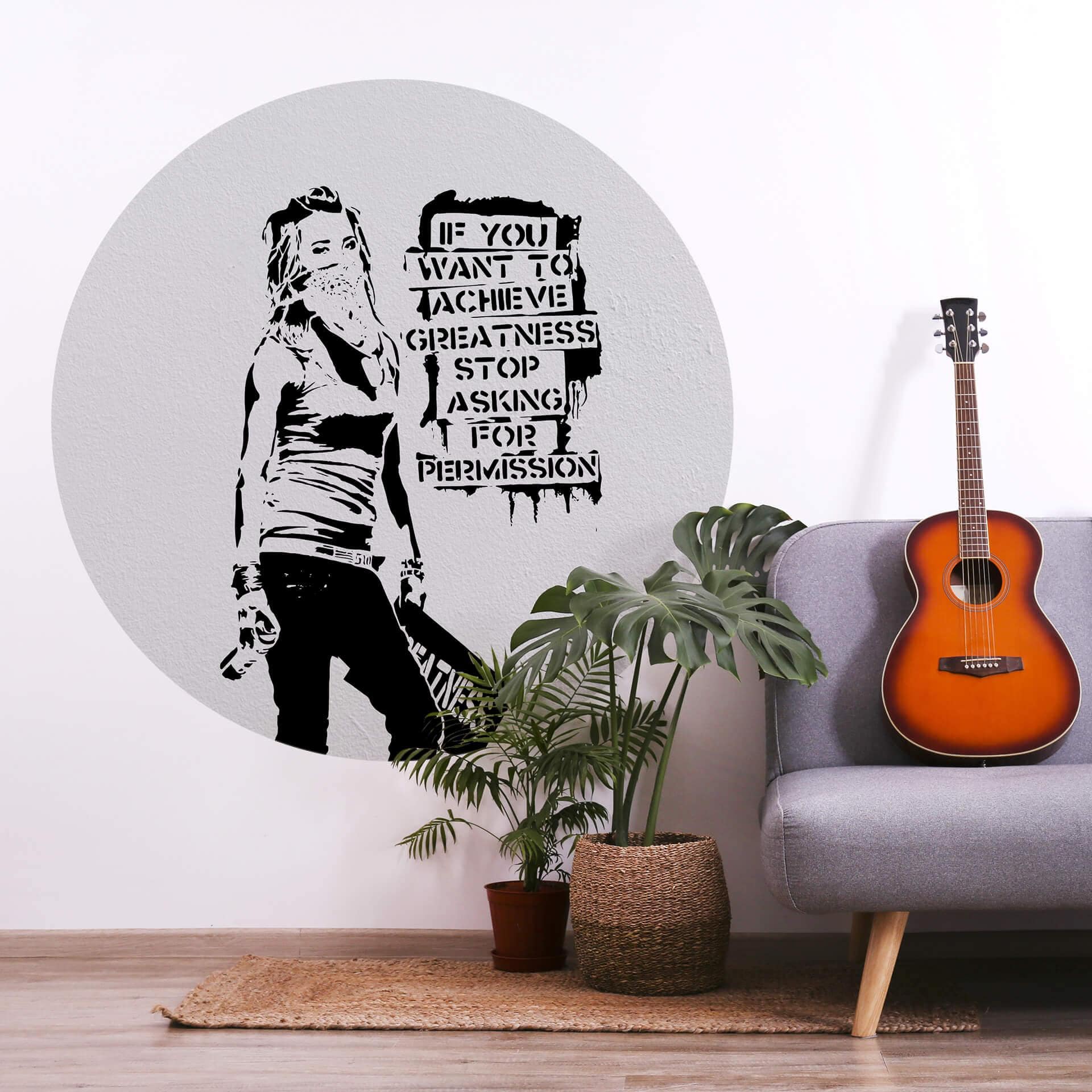 Banksy - Opnå storhed - Rundt fototapet - vliesetapet/selvklæbende non-woven tapet