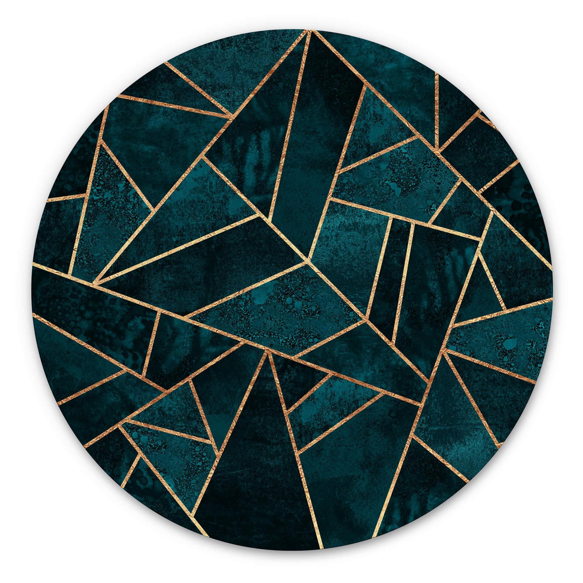 Tableau sur alu-Dibond rond Fredriksson - Pierre précieuse bleu-vert 